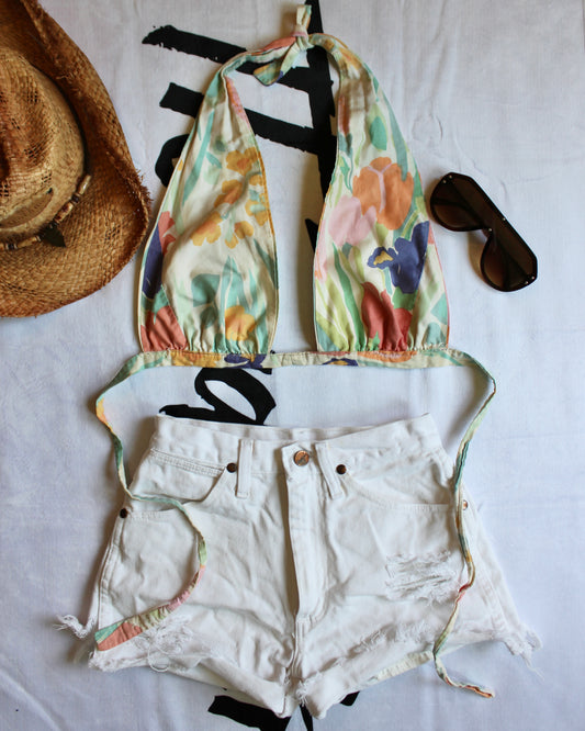 VINTAGE FLORAL HALTER TOP