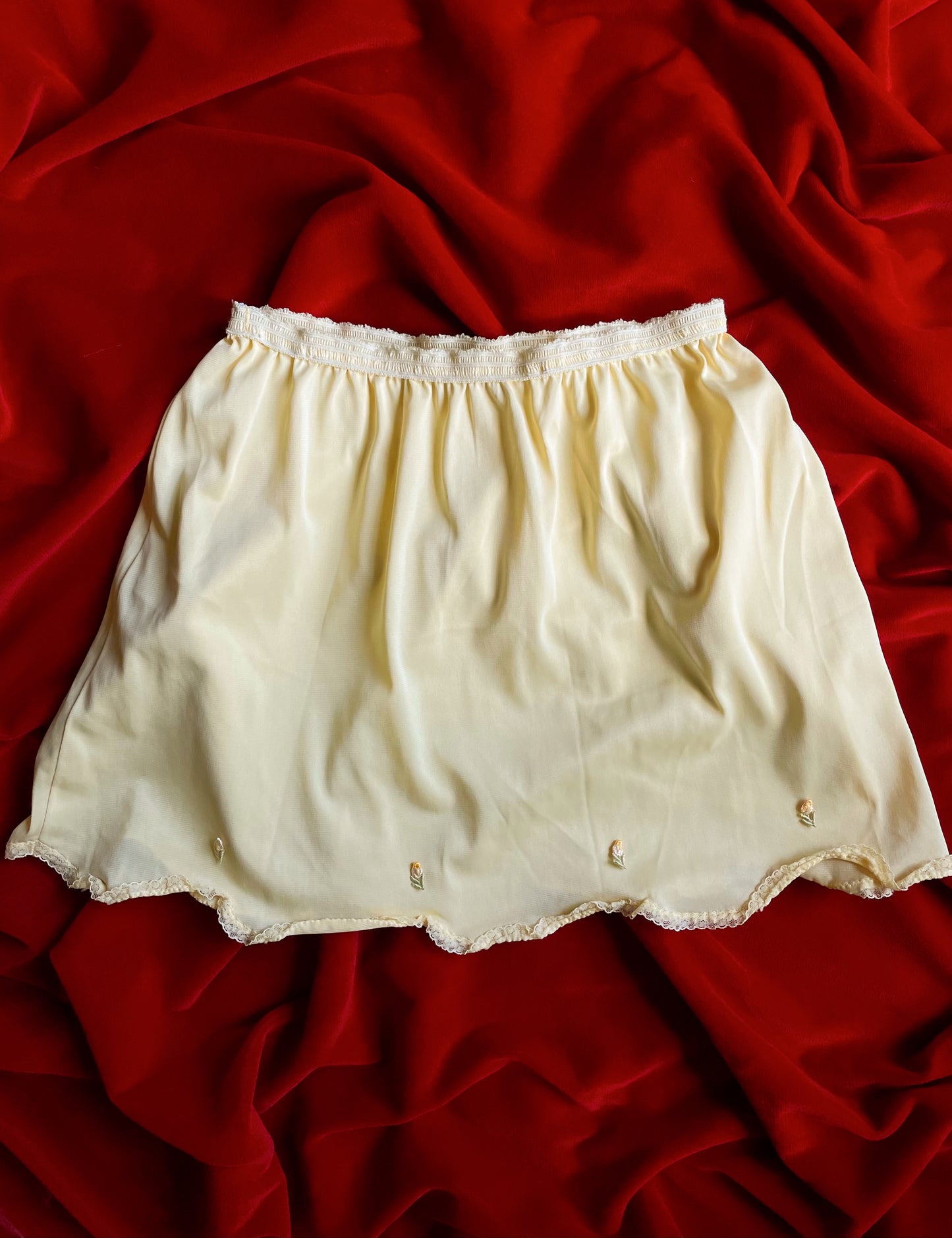 YELLOW LITTLE ROSE SLIP SKIRT