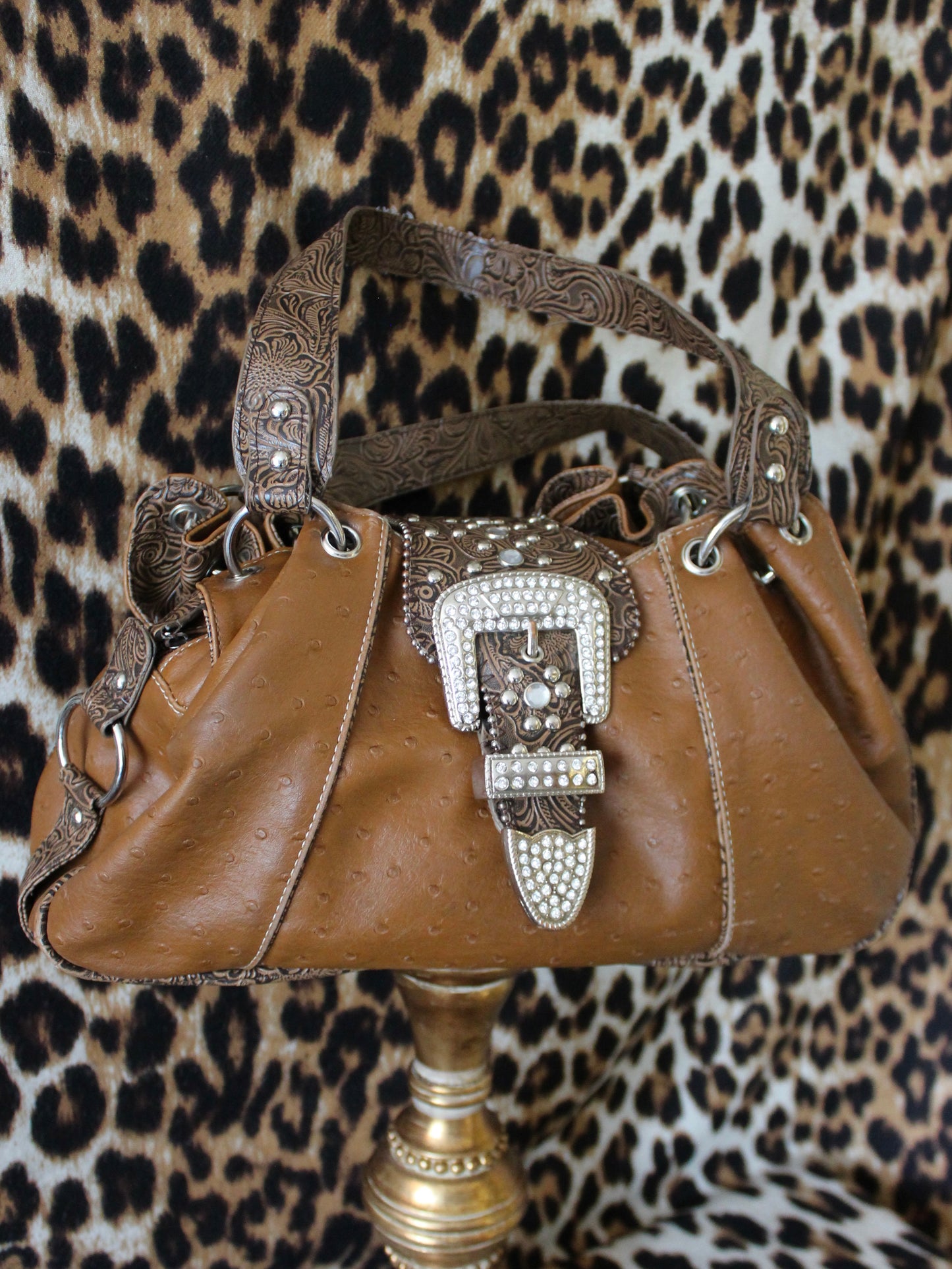 BROWN WESTERN BUCKLE BAG