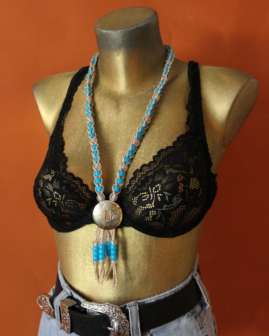 GOLD CONCHO BEADED BOLO NECKLACE