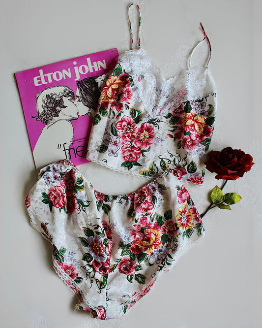 VINTAGE SILKY FLORAL PJ SET