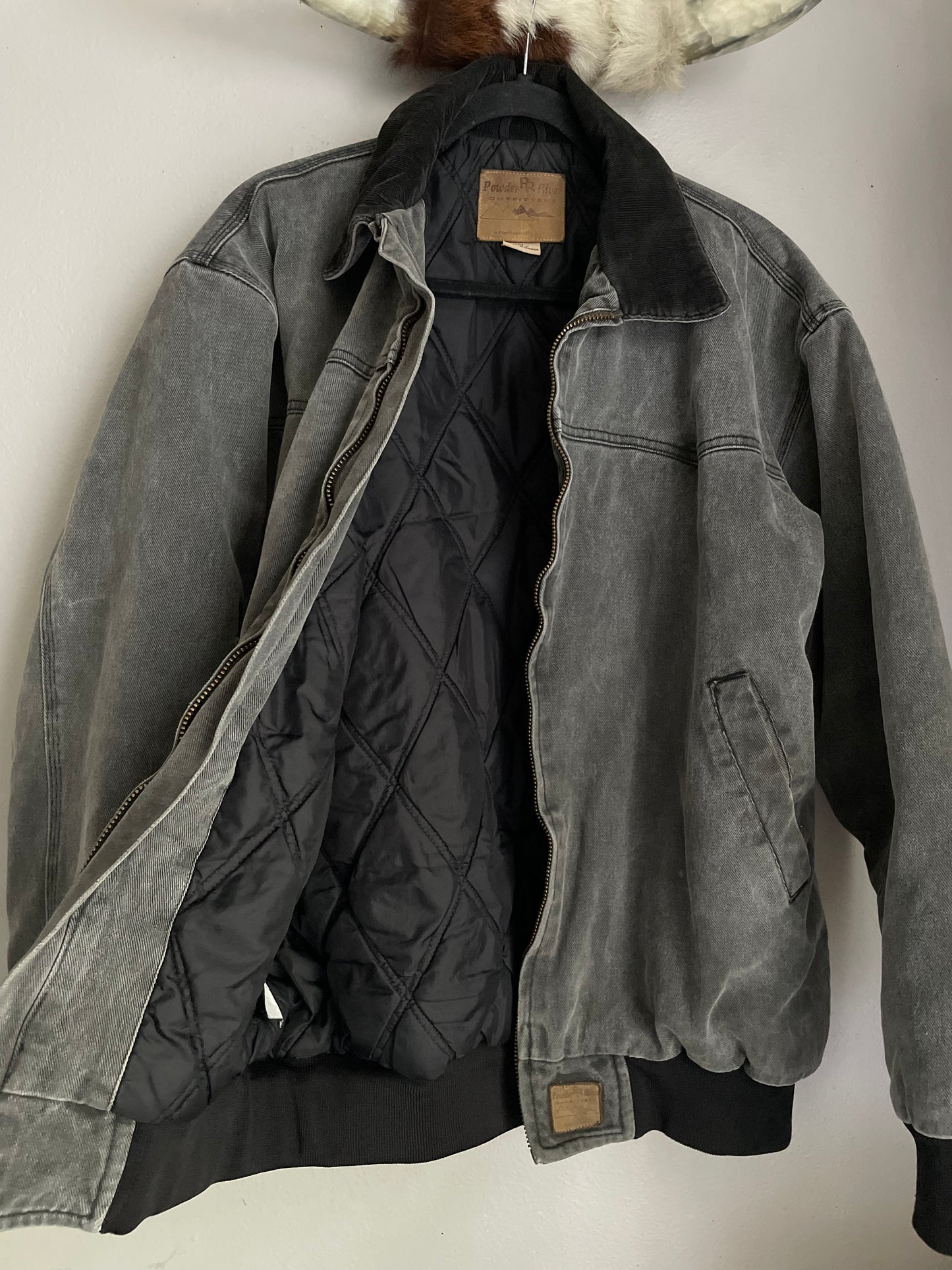 CHARCOAL + BLACK BOMBER JACKET