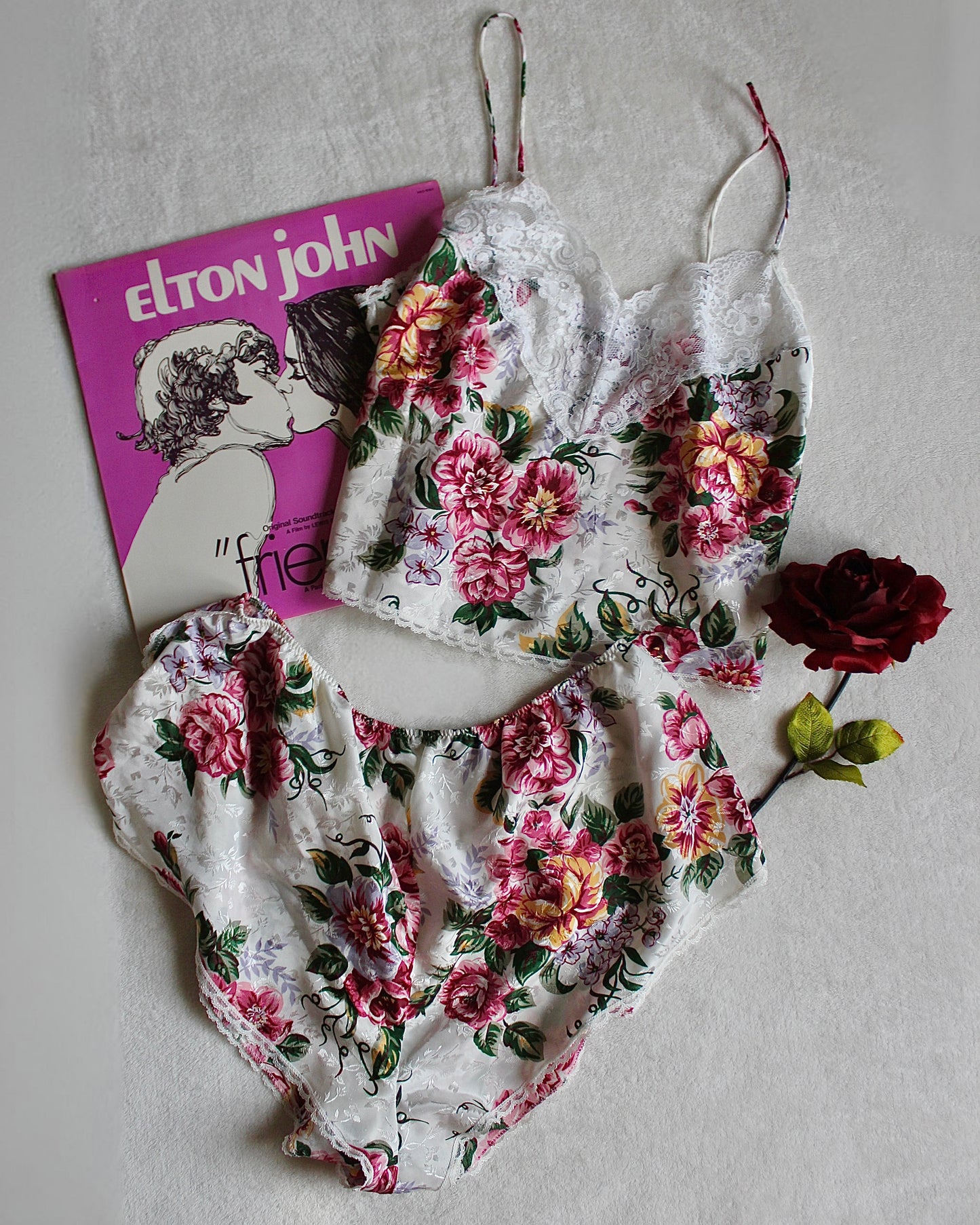VINTAGE SILKY FLORAL PJ SET