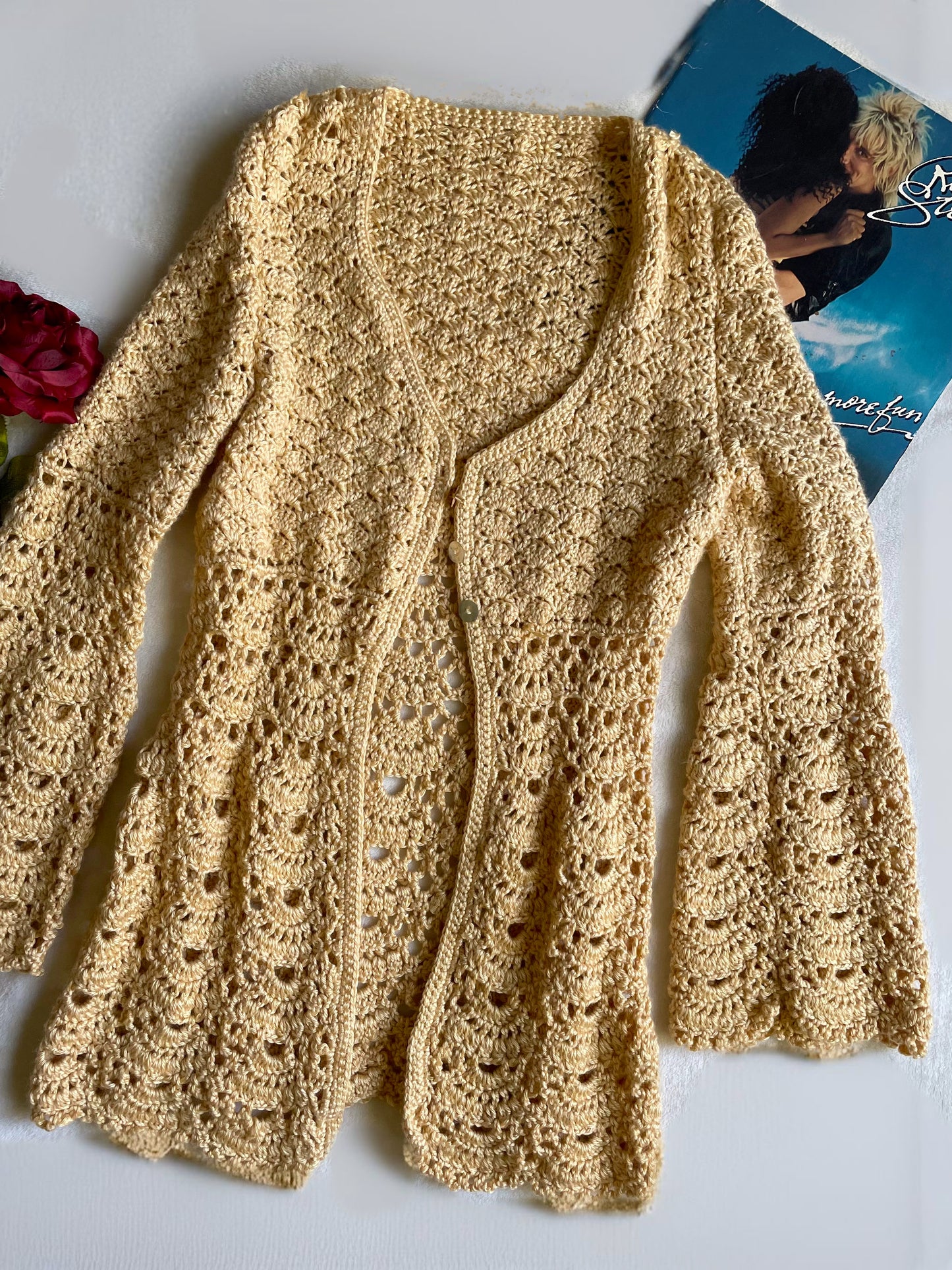KNITTED BELL SLEEVE CARDIGAN