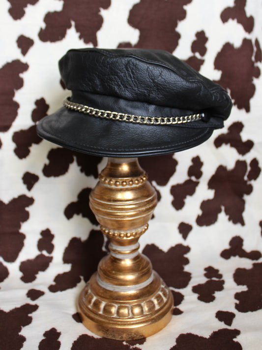 VINTAGE LEATHER BIKER HAT