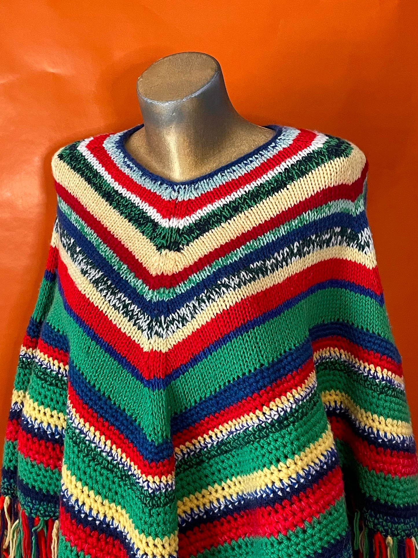 MULTI-COLORED KNITTED PONCHO