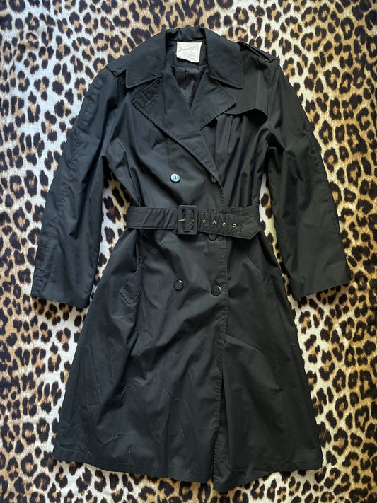 VINTAGE CLASSIC BLACK TRENCH COAT