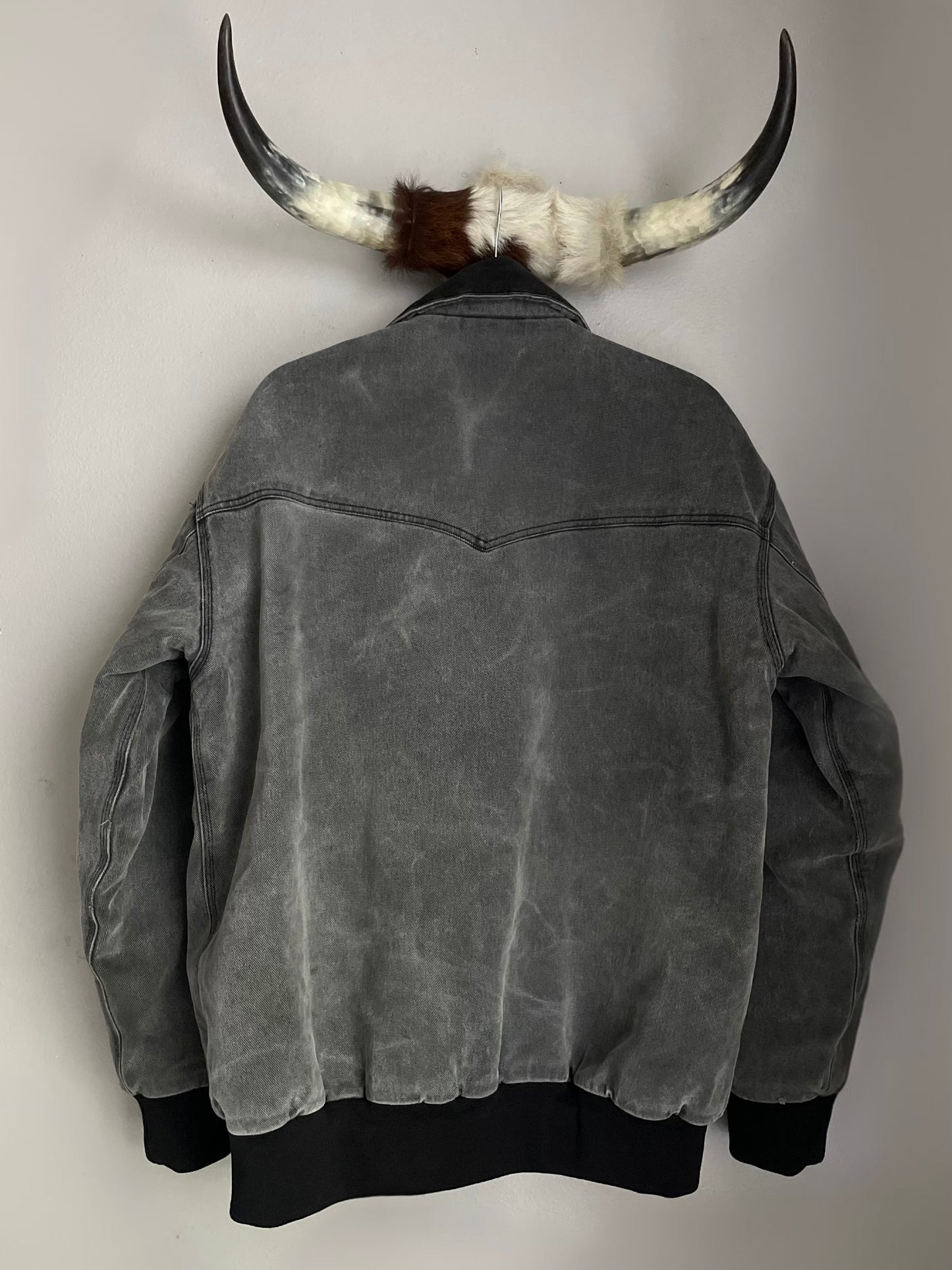 CHARCOAL + BLACK BOMBER JACKET