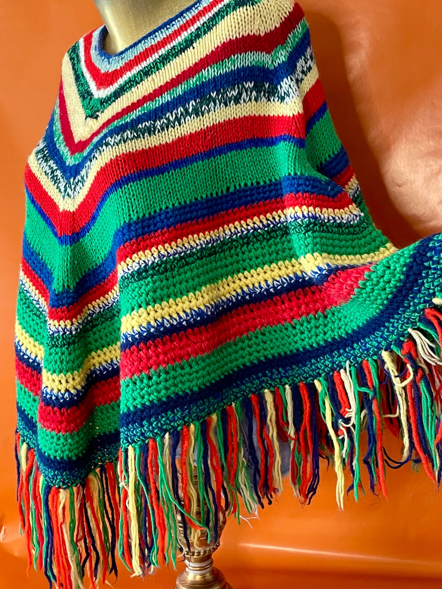 MULTI-COLORED KNITTED PONCHO