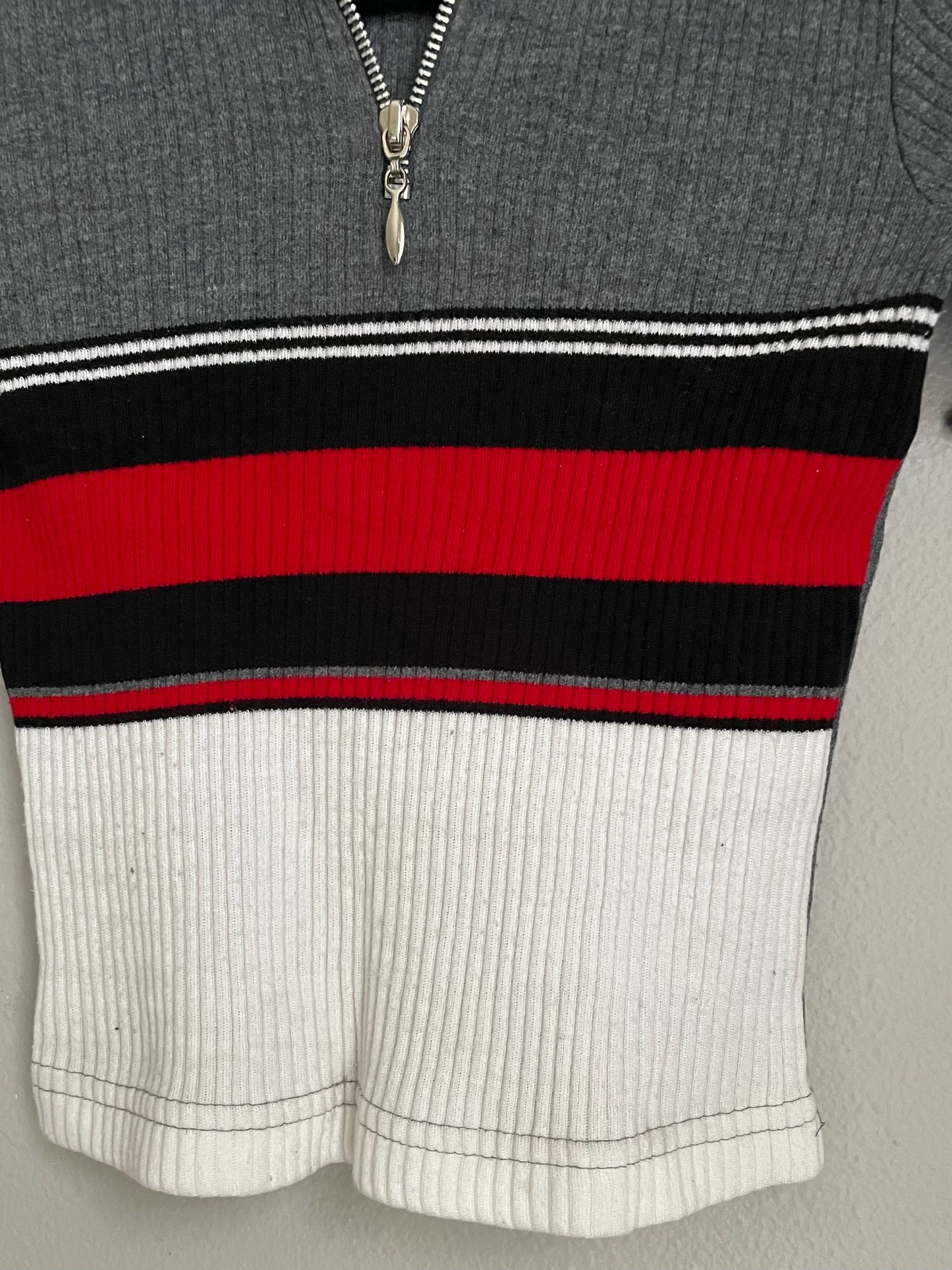VINTAGE STRIPE SHORT SLEEVE SWEATER