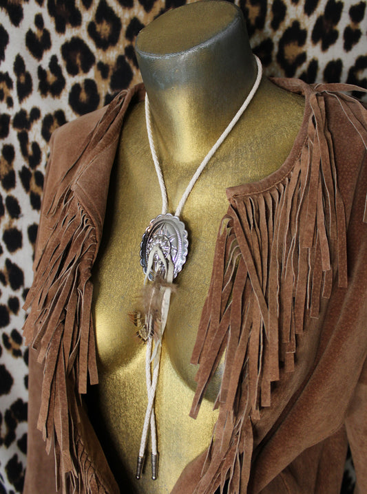 CONCHO + FEATHER BOLO TIE