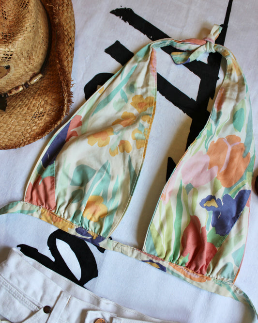 VINTAGE FLORAL HALTER TOP