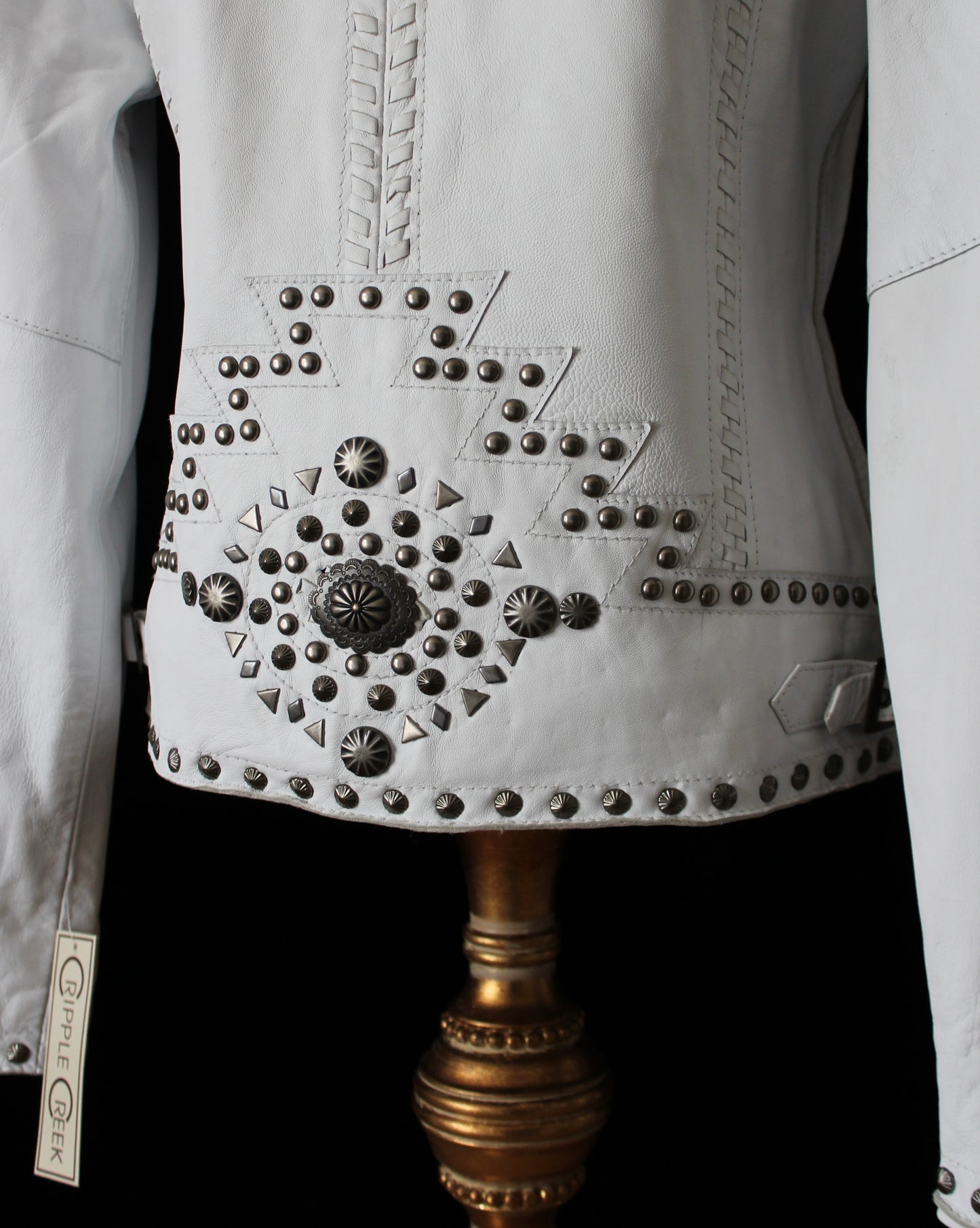 ROCK N ROLL STUDDED WHITE LEATHER JACKET