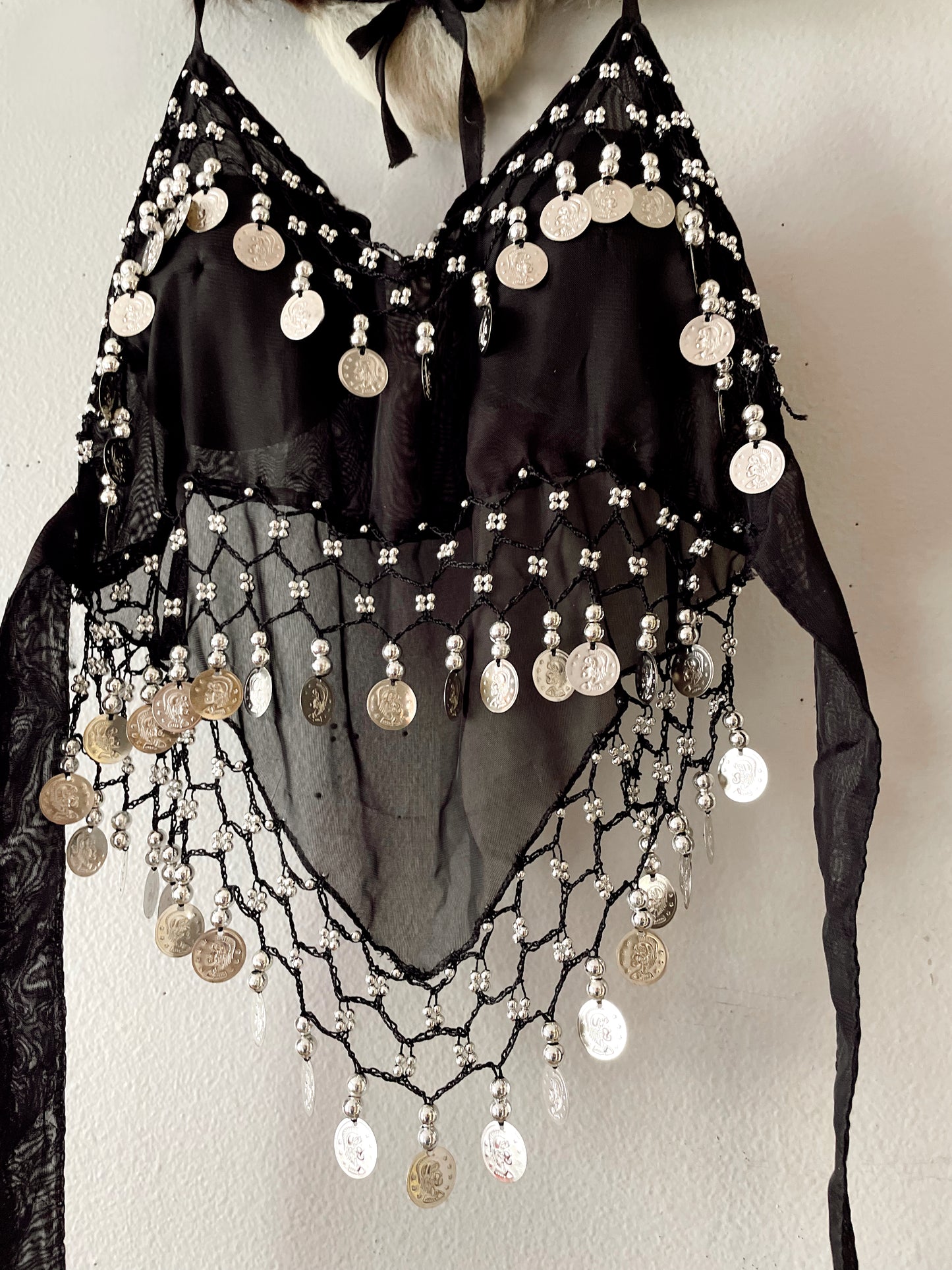 BLACK HALTER WITH COIN TRIM