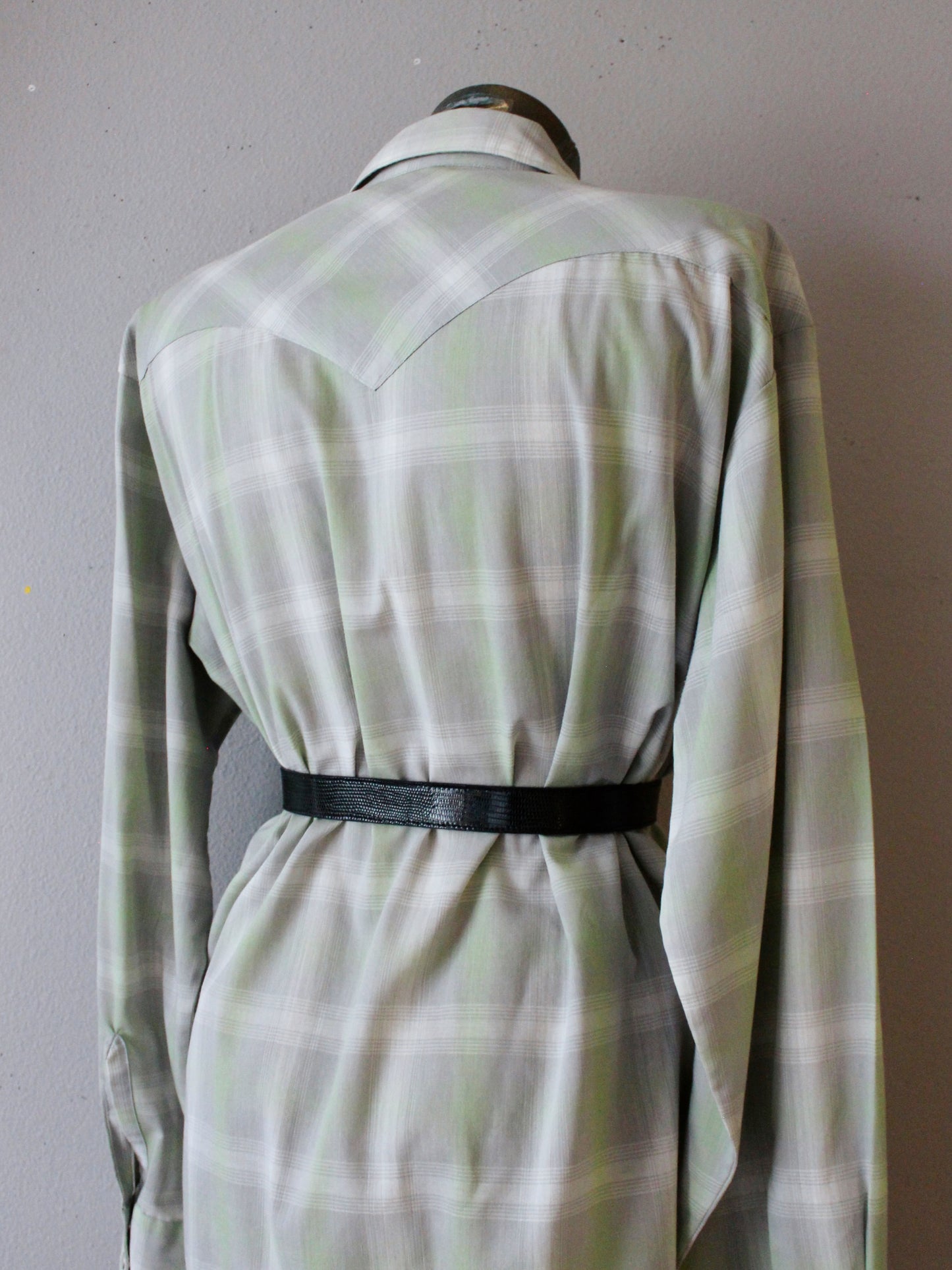 VINTAGE H BAR C GREEN PLAID PEARL SNAP BUTTON-UP