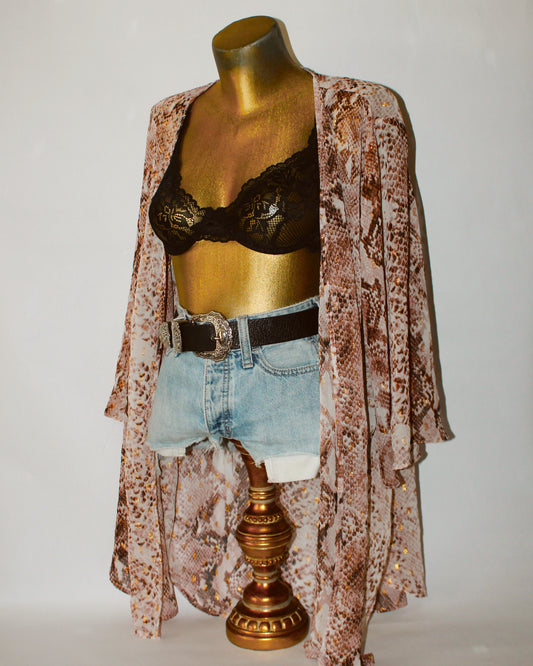 SNAKE PRINT BEACH COVER-UP