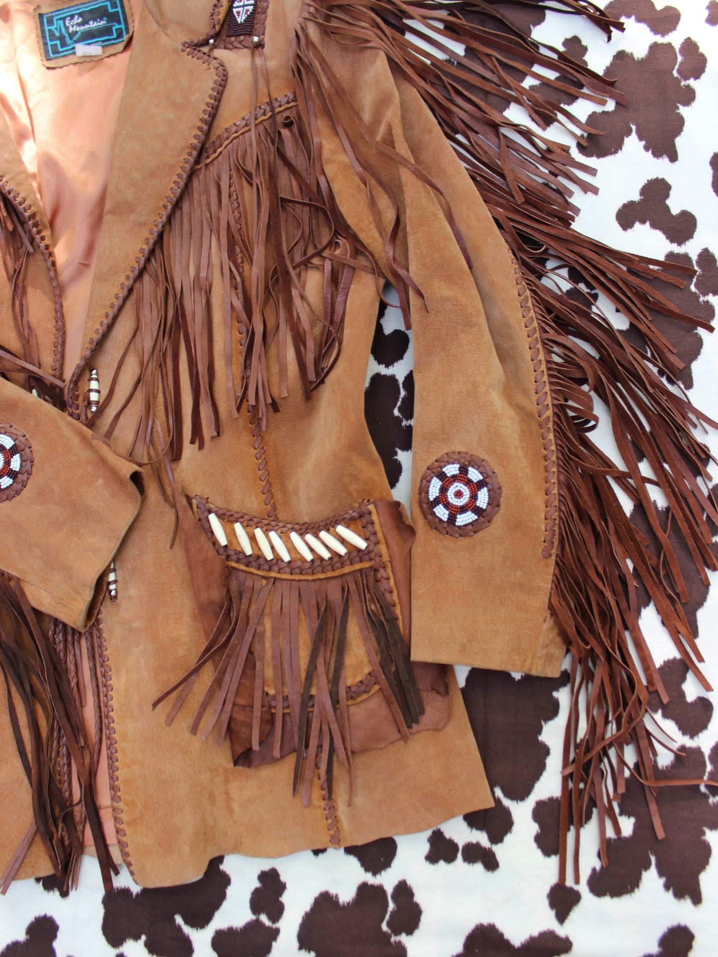 VINTAGE LEATHER FRINGE + BEADED JACKET