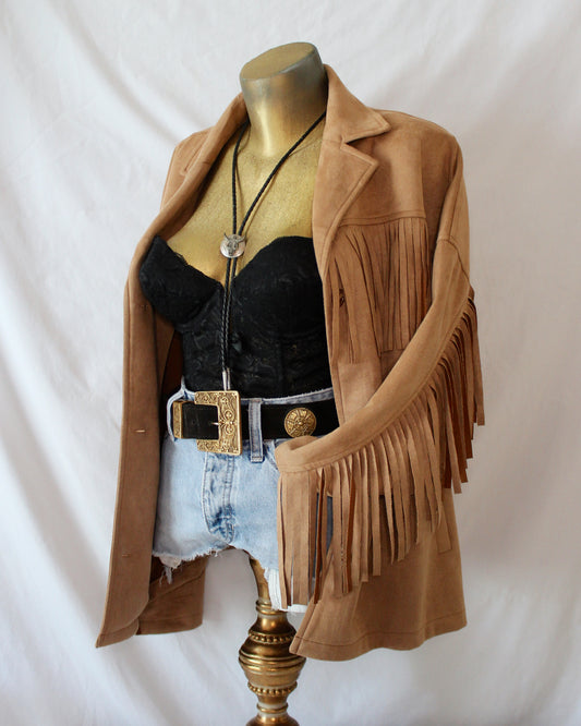 FAUX SUEDE FRINGE JACKET