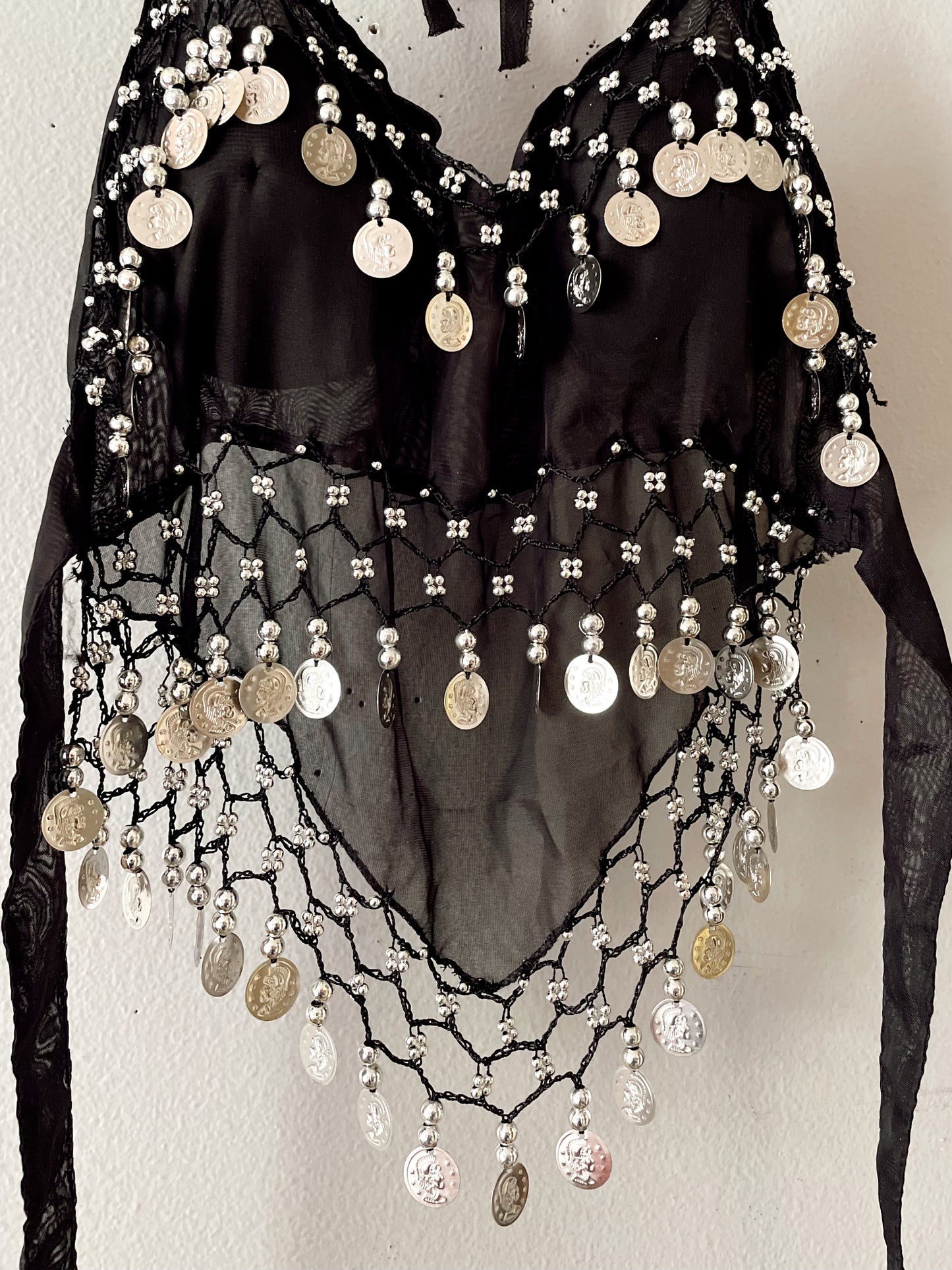 BLACK HALTER WITH COIN TRIM