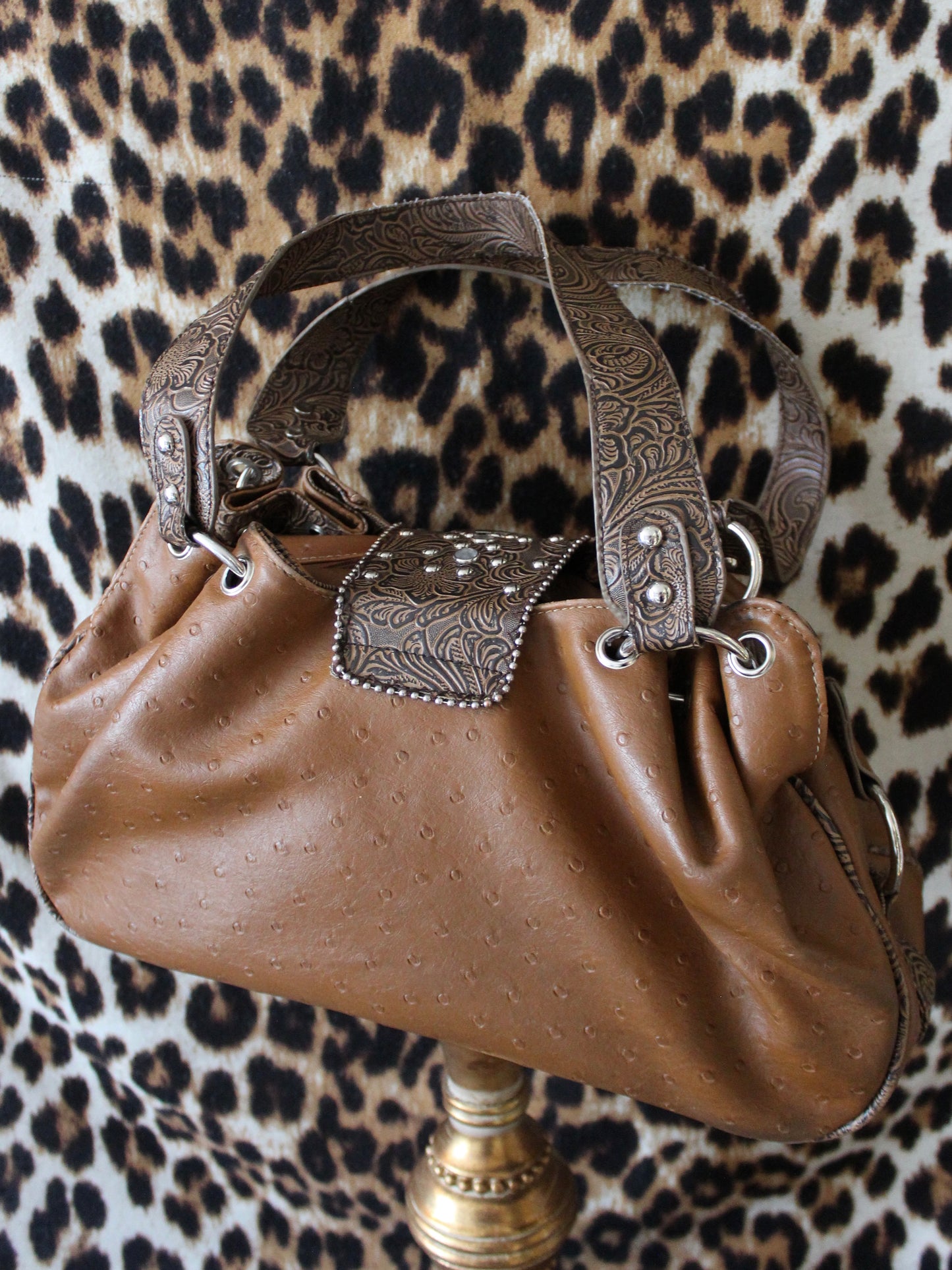 BROWN WESTERN BUCKLE BAG