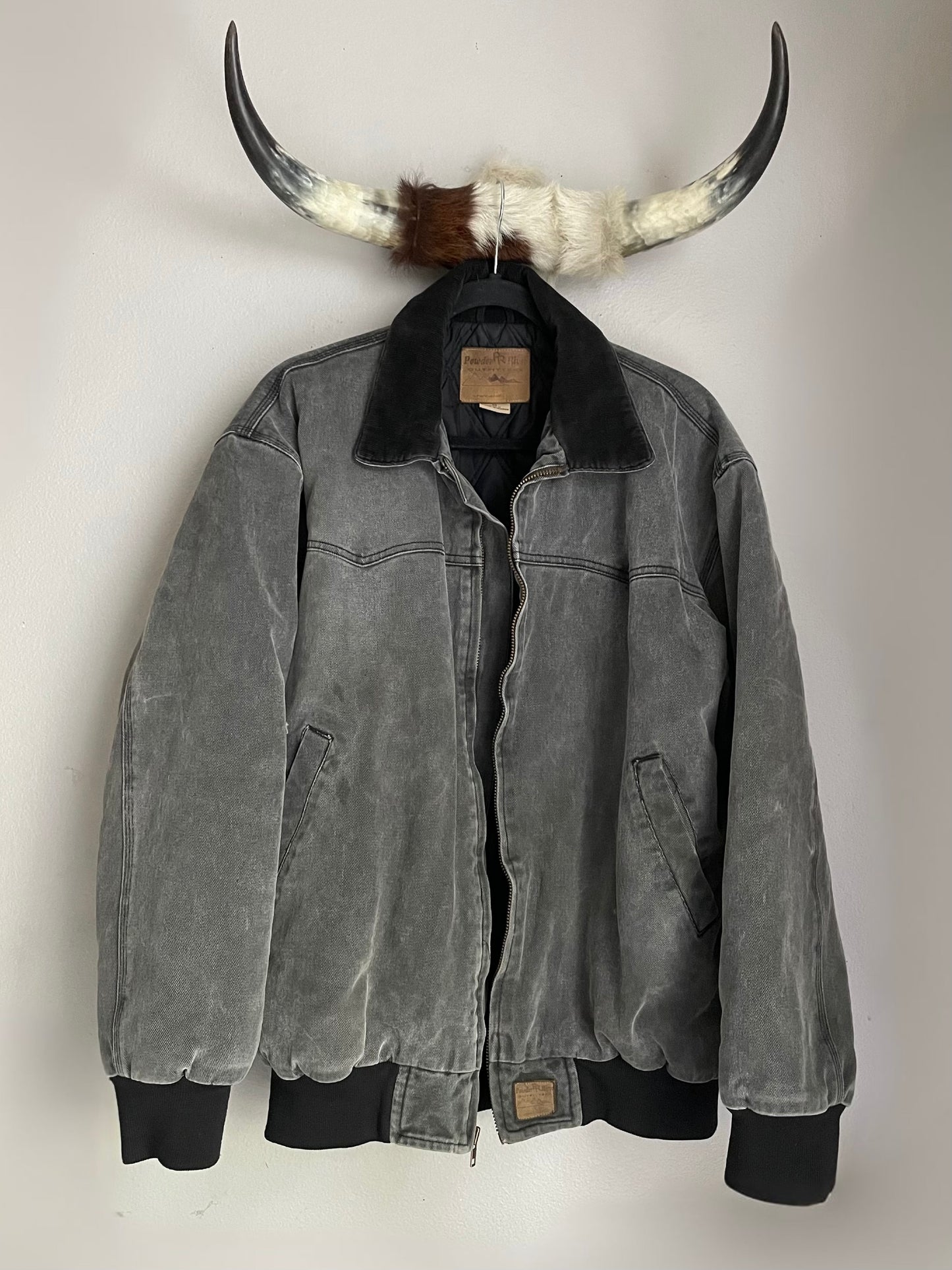 CHARCOAL + BLACK BOMBER JACKET