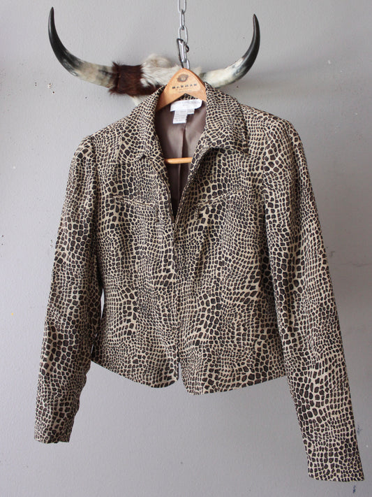 VINTAGE 100% SILK GIRAFFE PRINT JACKET