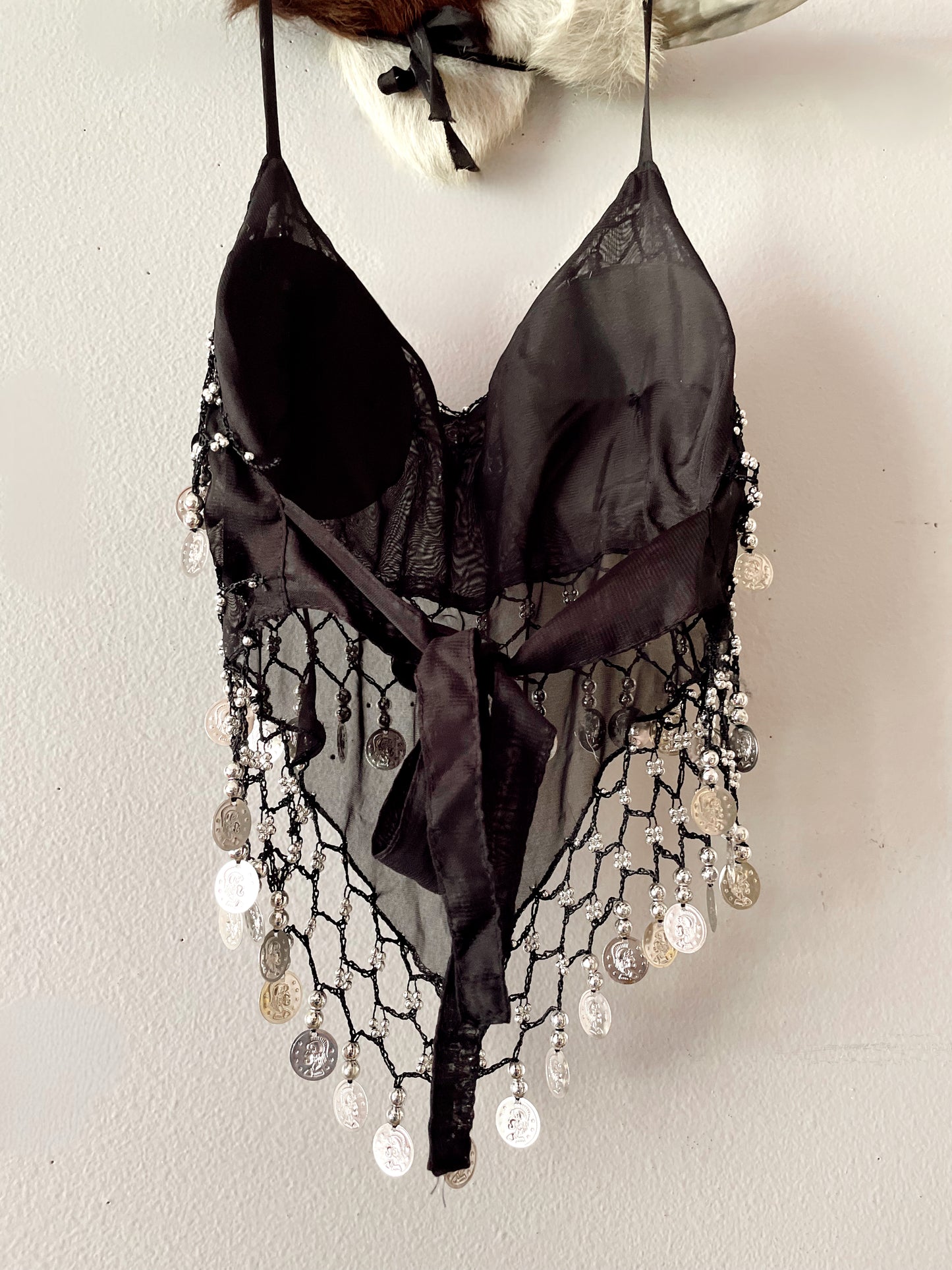 BLACK HALTER WITH COIN TRIM