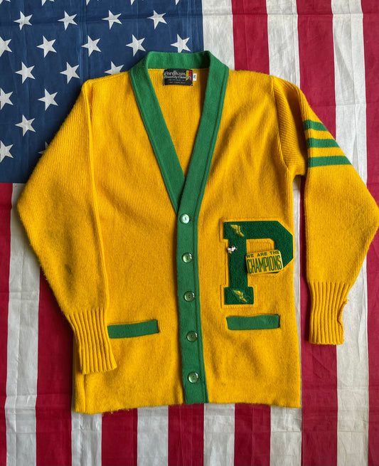 VINTAGE YELLOW/GREEN VARSITY CARDIGAN