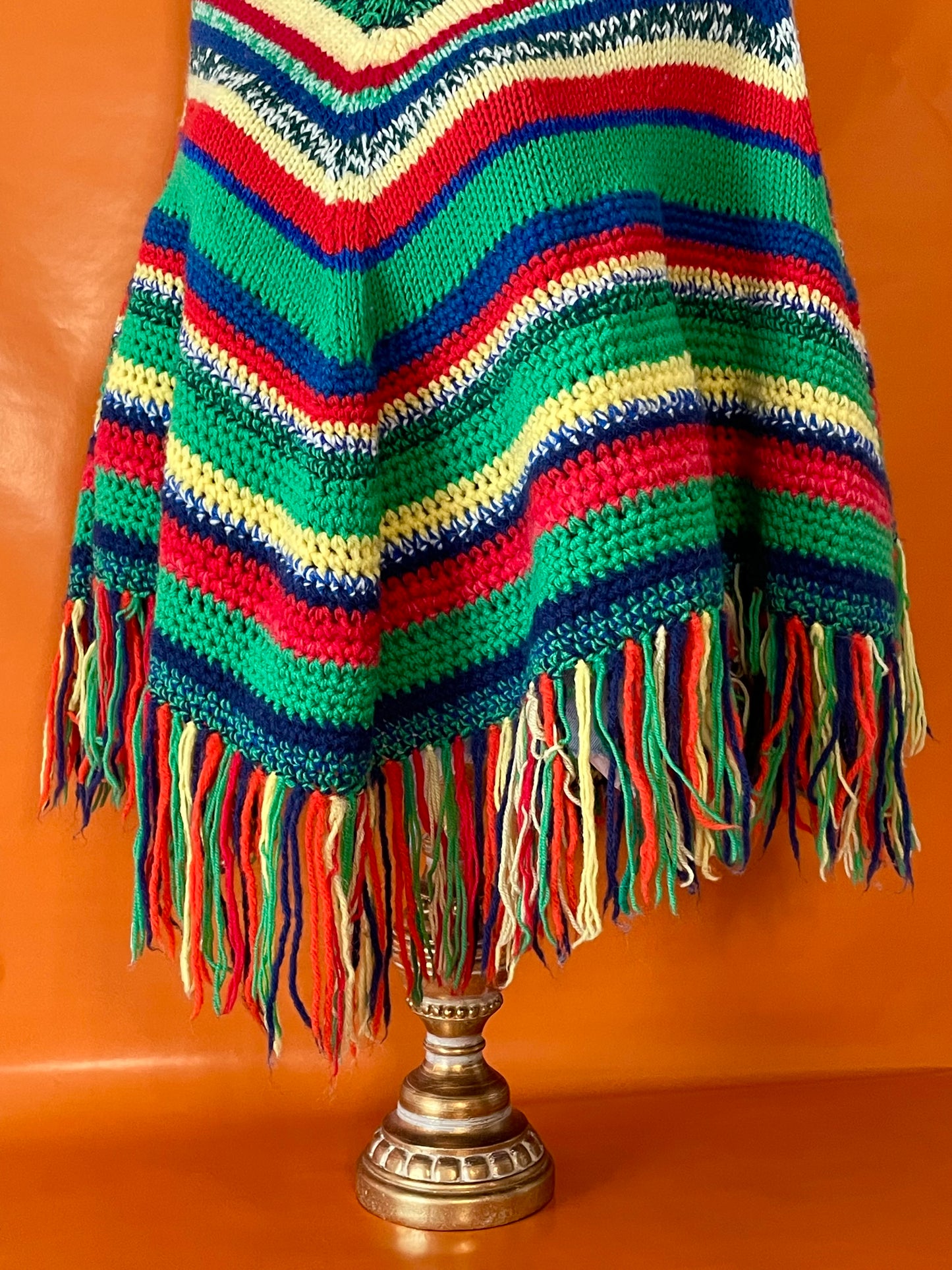 MULTI-COLORED KNITTED PONCHO