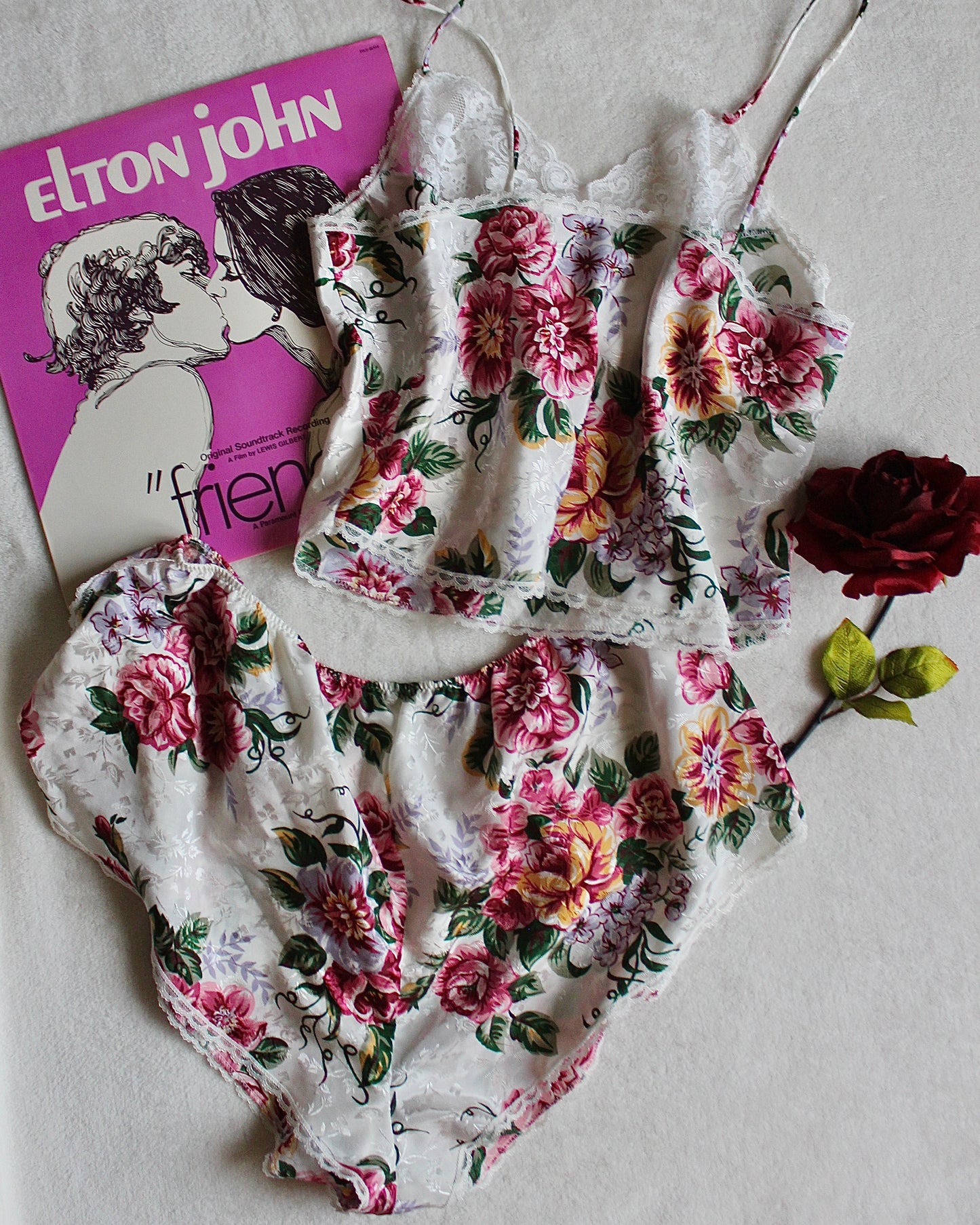 VINTAGE SILKY FLORAL PJ SET