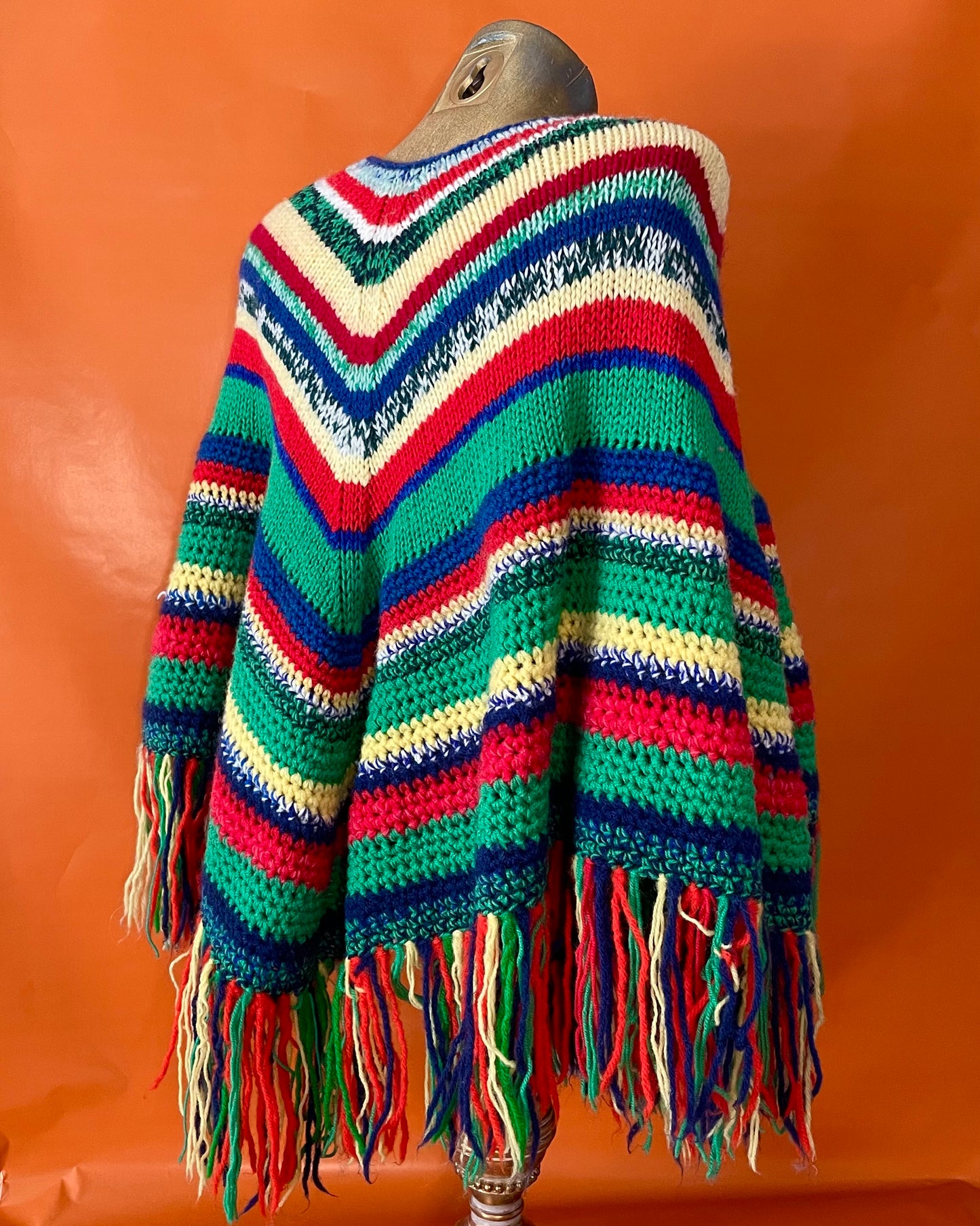 MULTI-COLORED KNITTED PONCHO