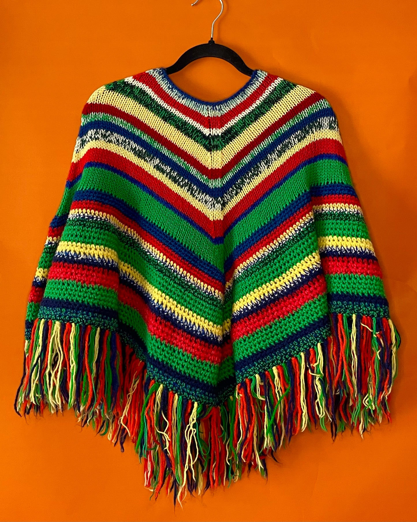 MULTI-COLORED KNITTED PONCHO