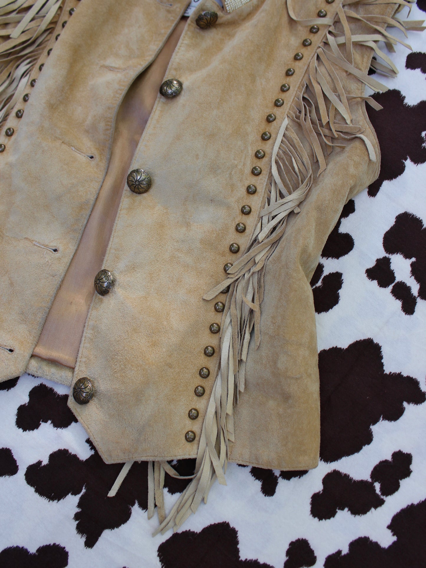 VINTAGE STUDDED FRINGE LEATHER VEST