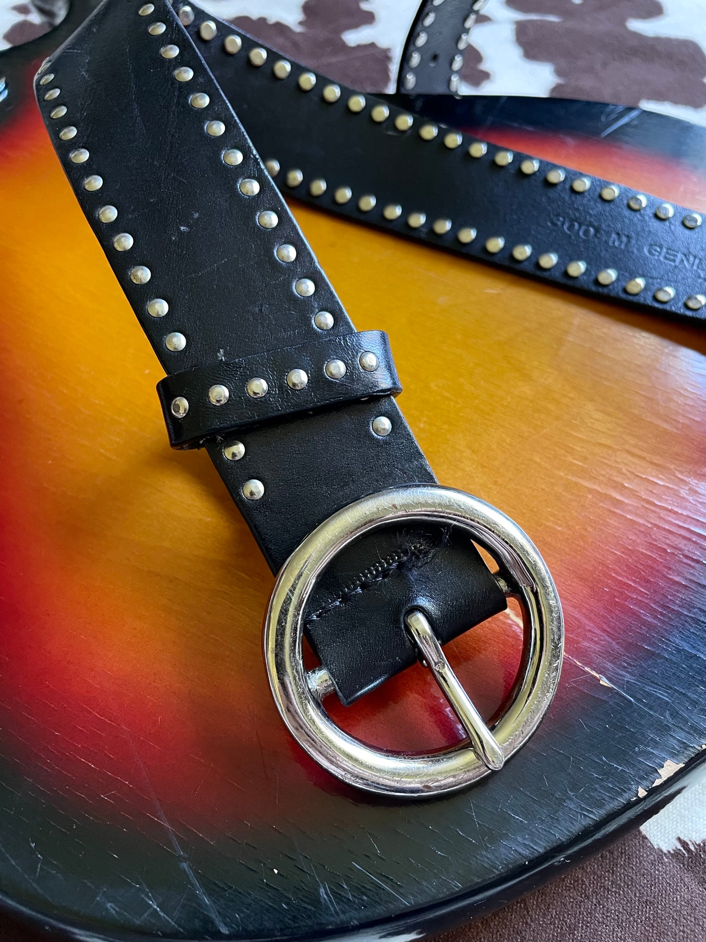 STUDDED ITALIAN LEATHER BELT