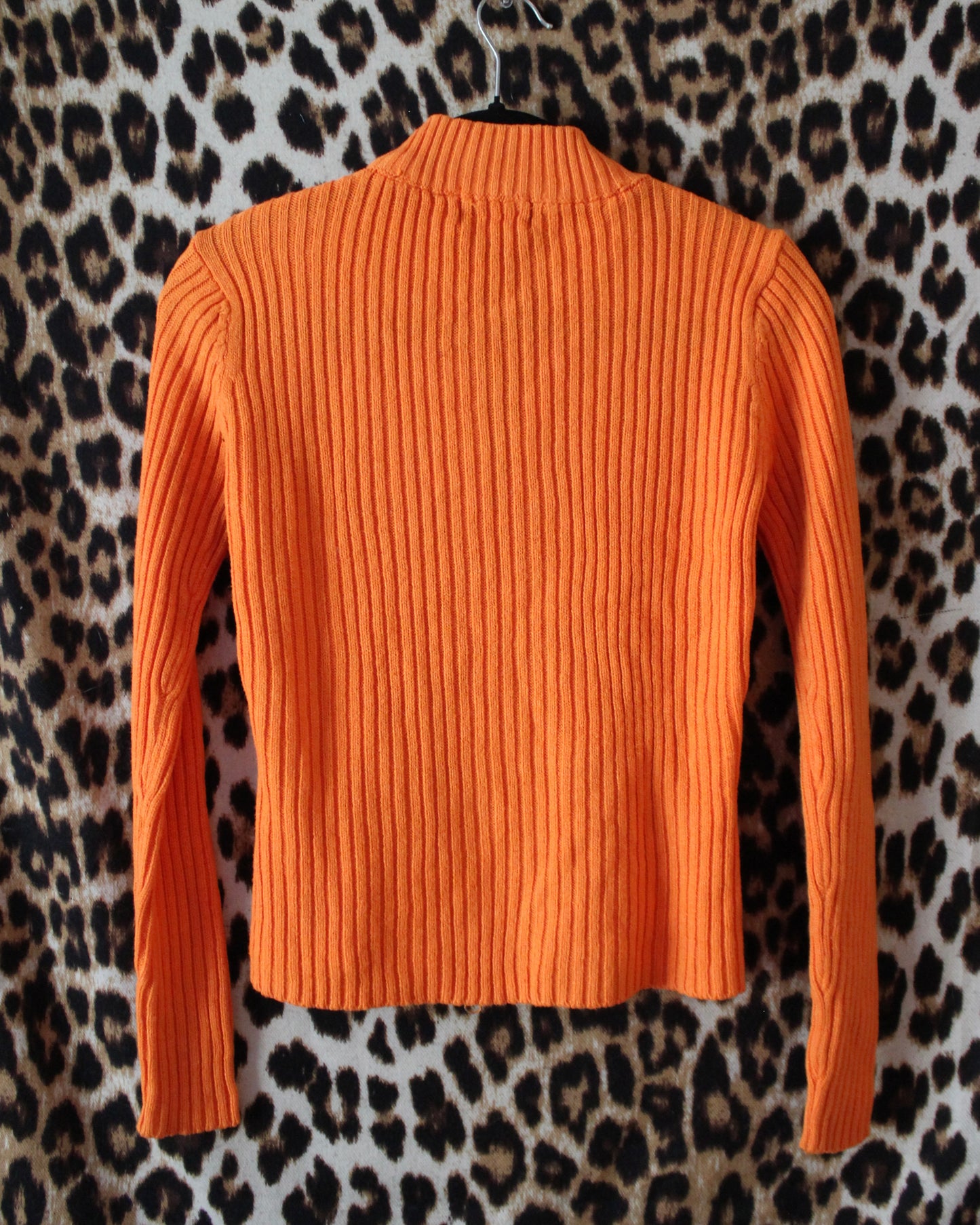 VINTAGE 90’S/Y2K ORANGE ZIP UP SWEATER