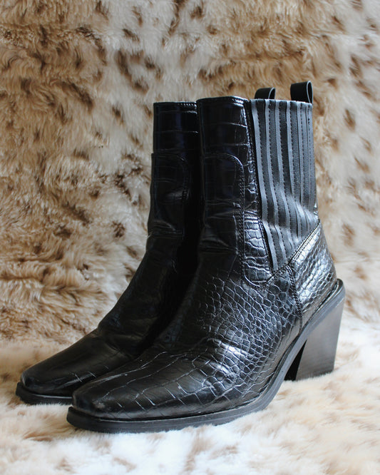 H BY HALSTON EMBOSSED BOOTS