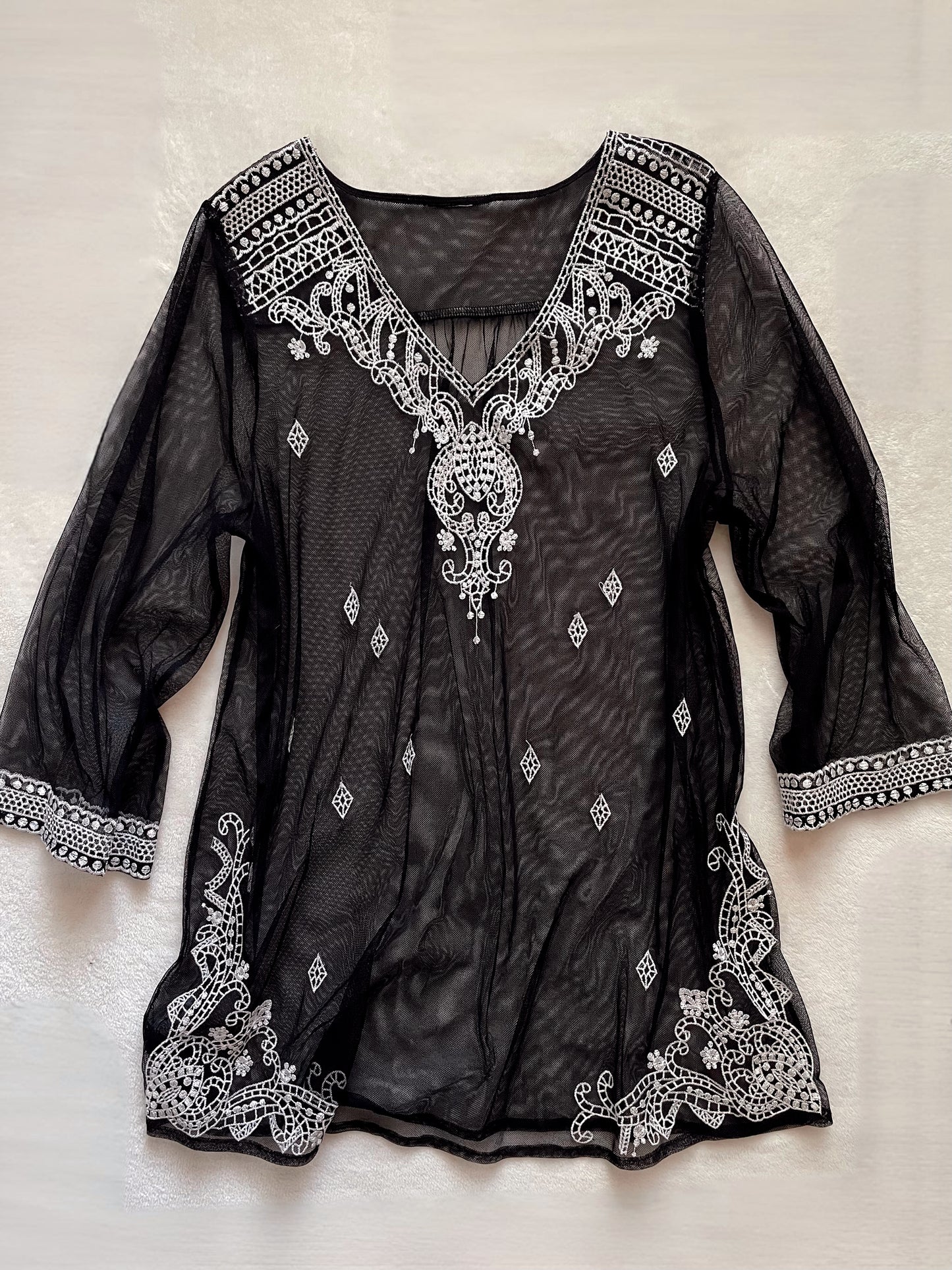 EMBROIDERED SHEER TUNIC