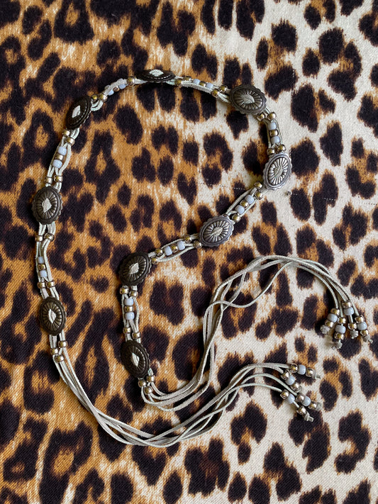 VINTAGE SKINNY BEADED CONCHO BELT