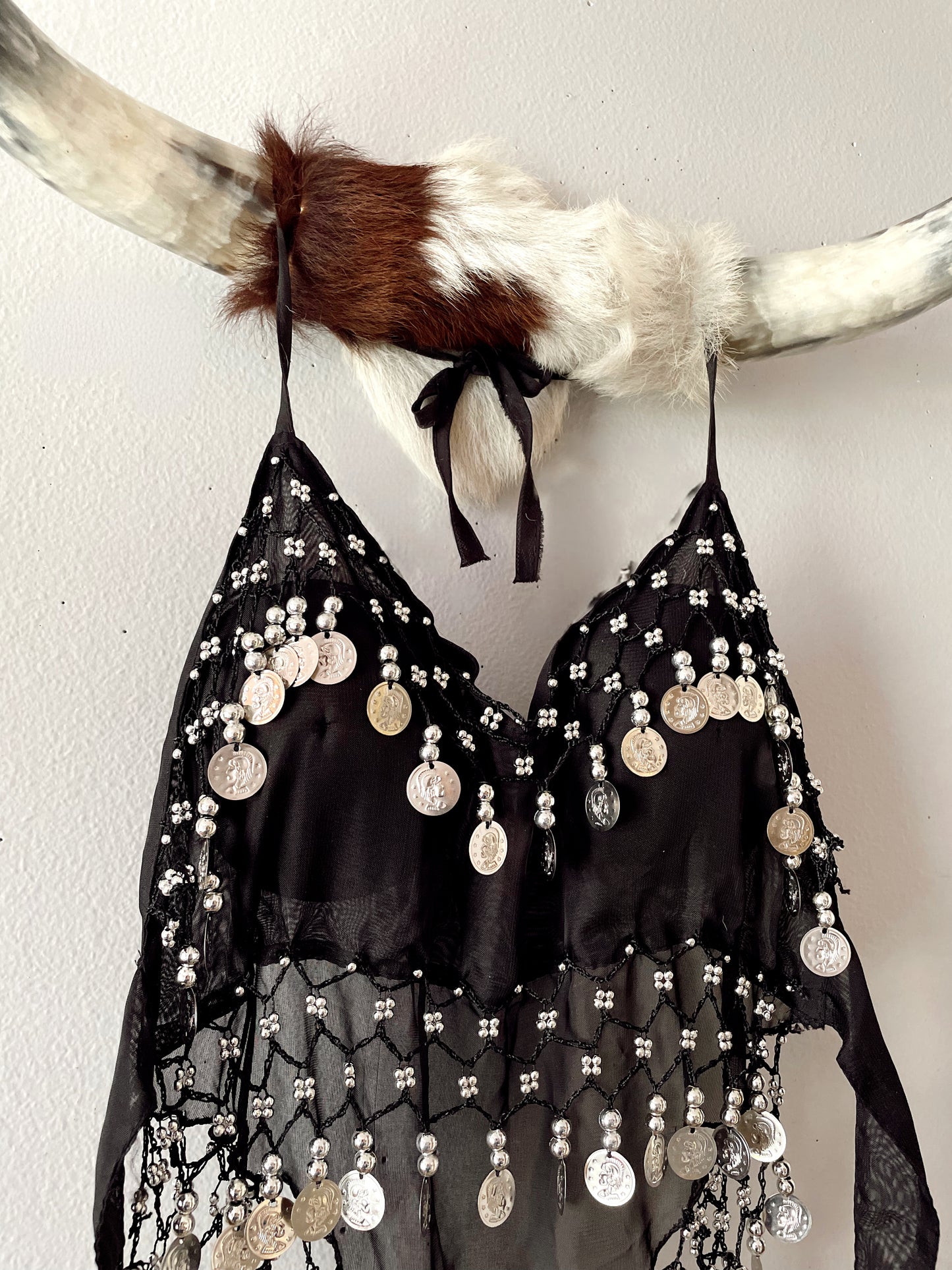 BLACK HALTER WITH COIN TRIM