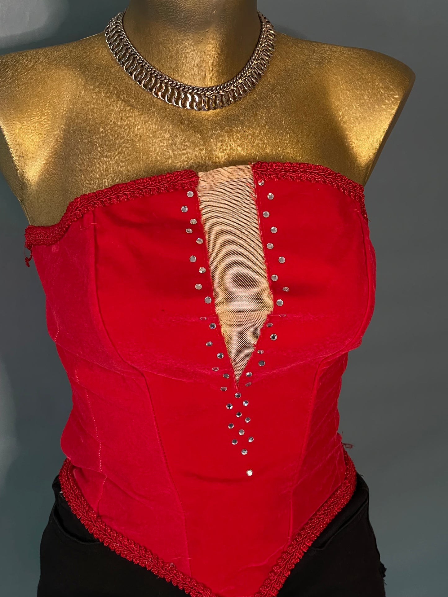 RED RHINESTONE BUSTIER