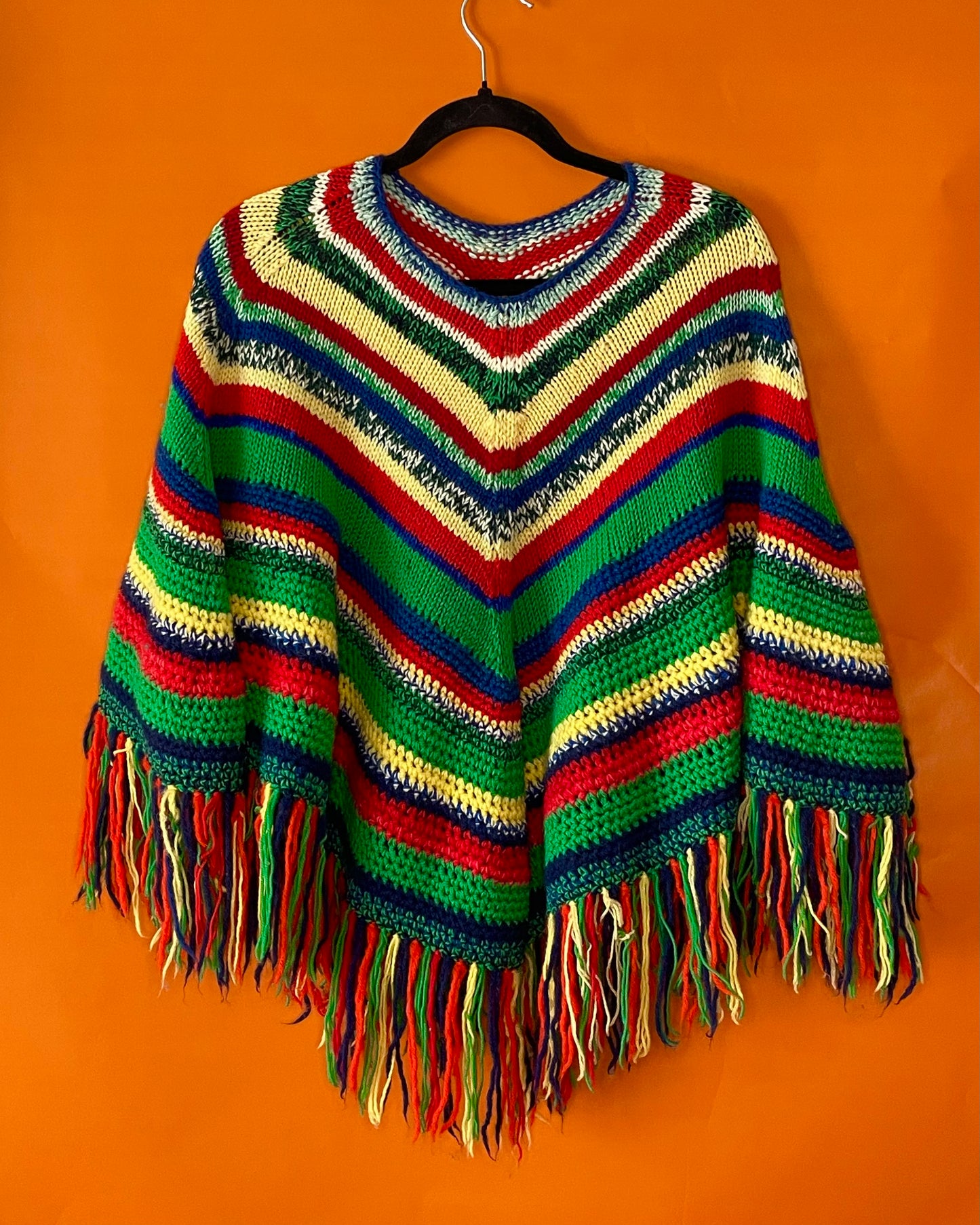 MULTI-COLORED KNITTED PONCHO