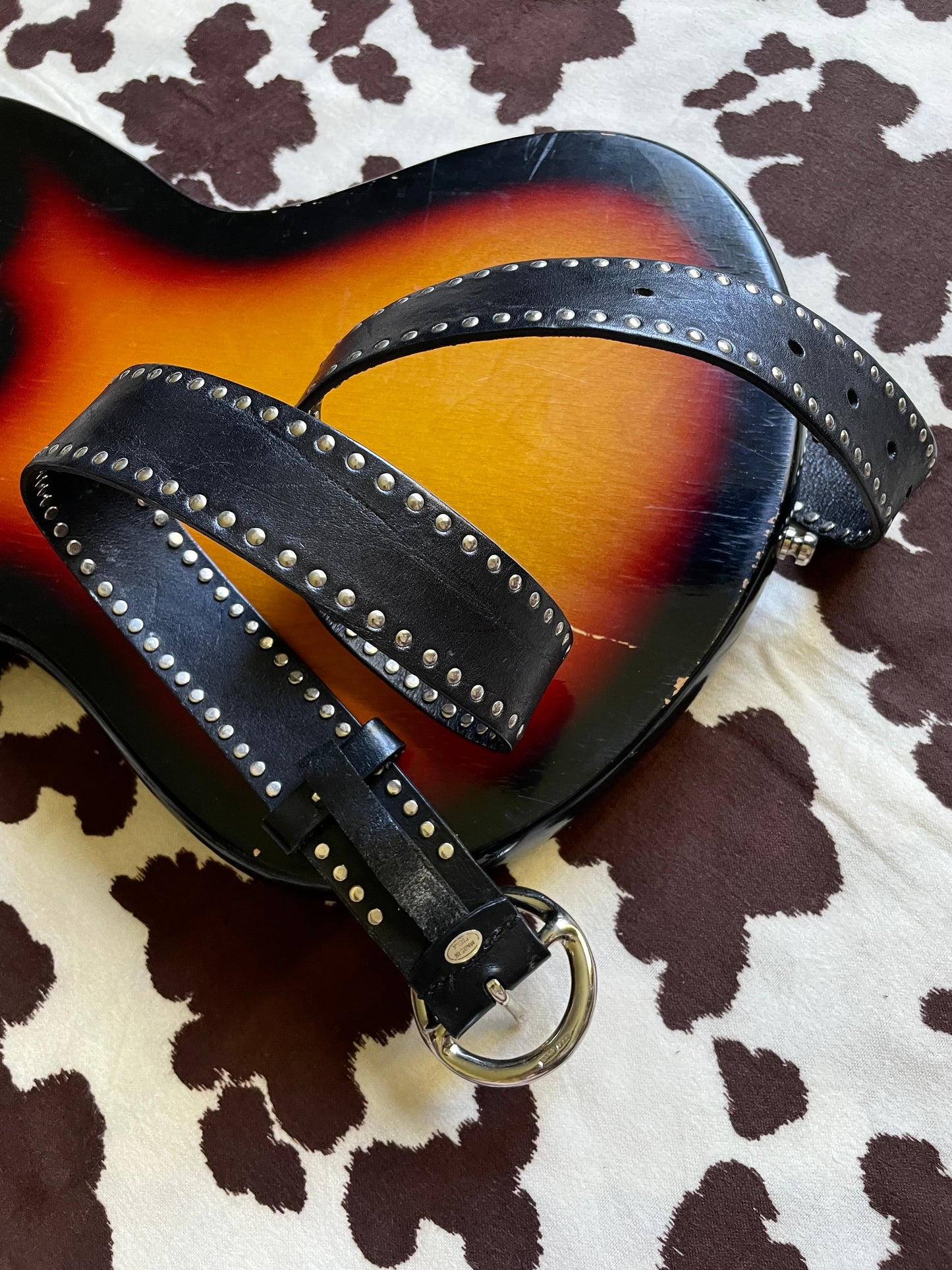 STUDDED ITALIAN LEATHER BELT