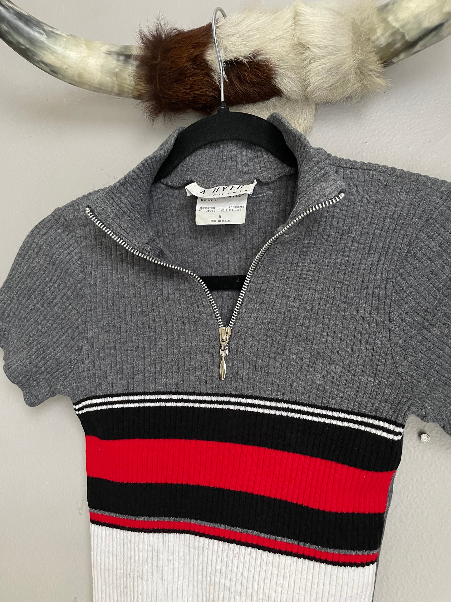 VINTAGE STRIPE SHORT SLEEVE SWEATER