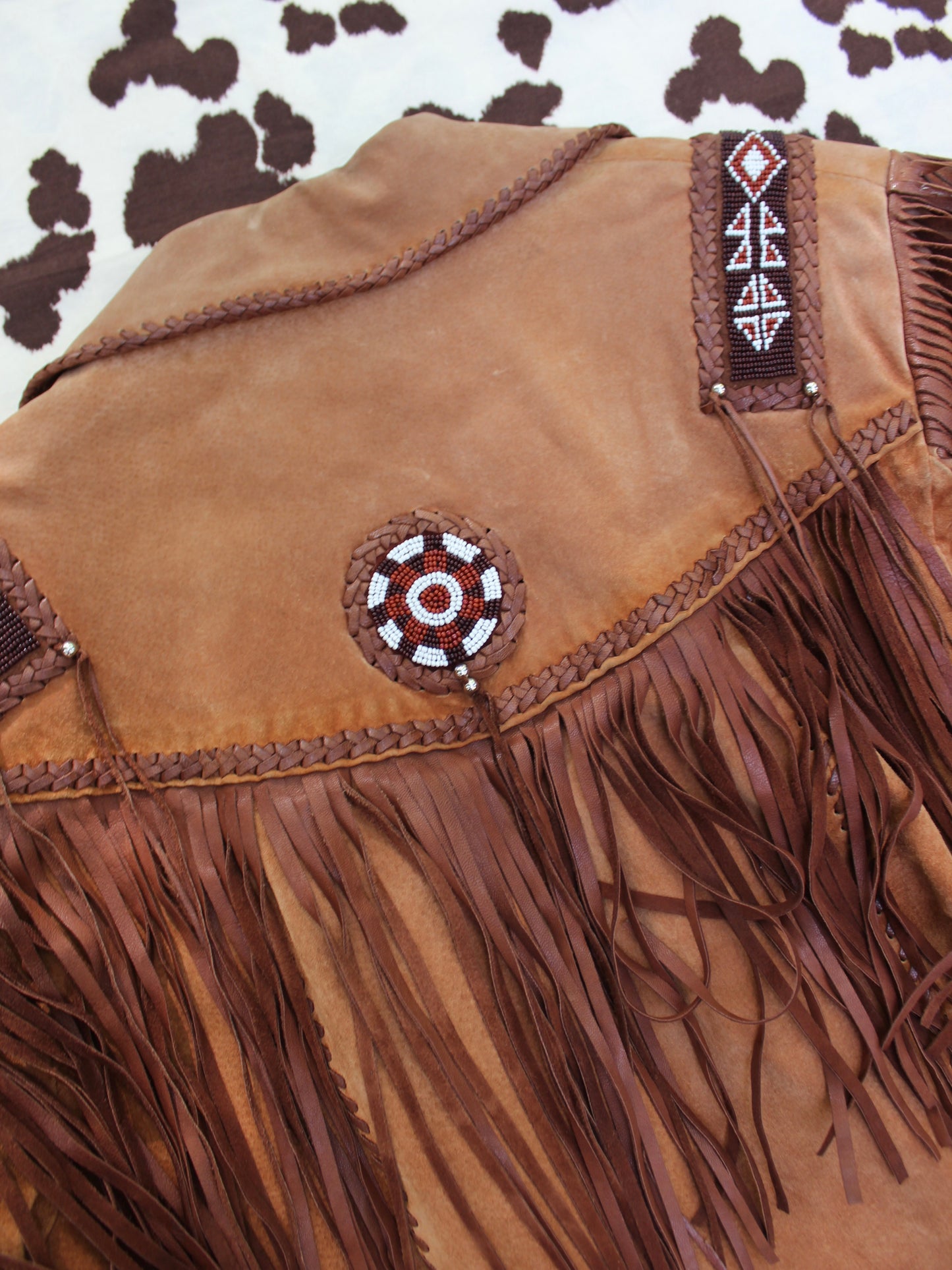 VINTAGE LEATHER FRINGE + BEADED JACKET
