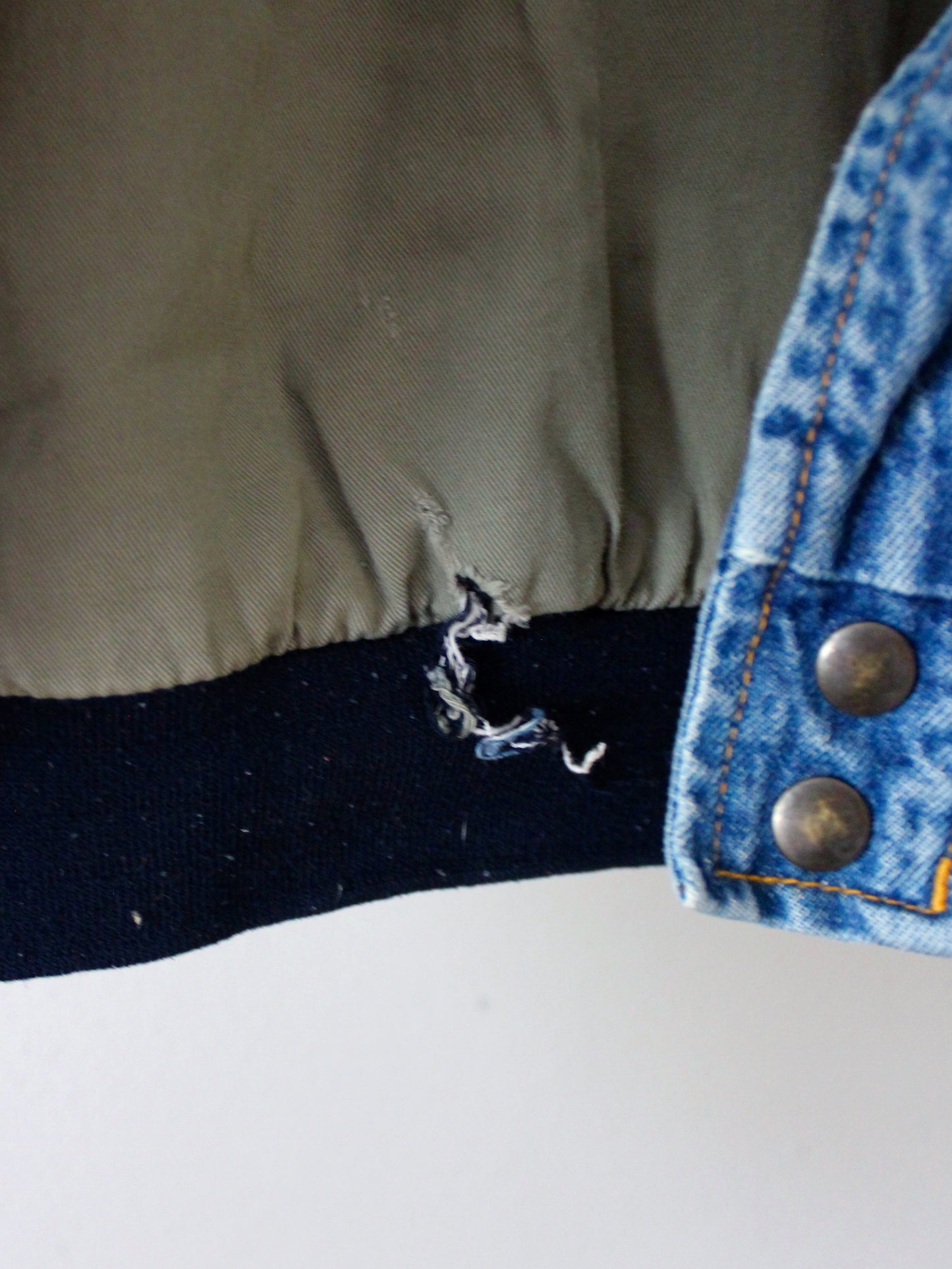VINTAGE CONTRAST DENIM BOMBER JACKET