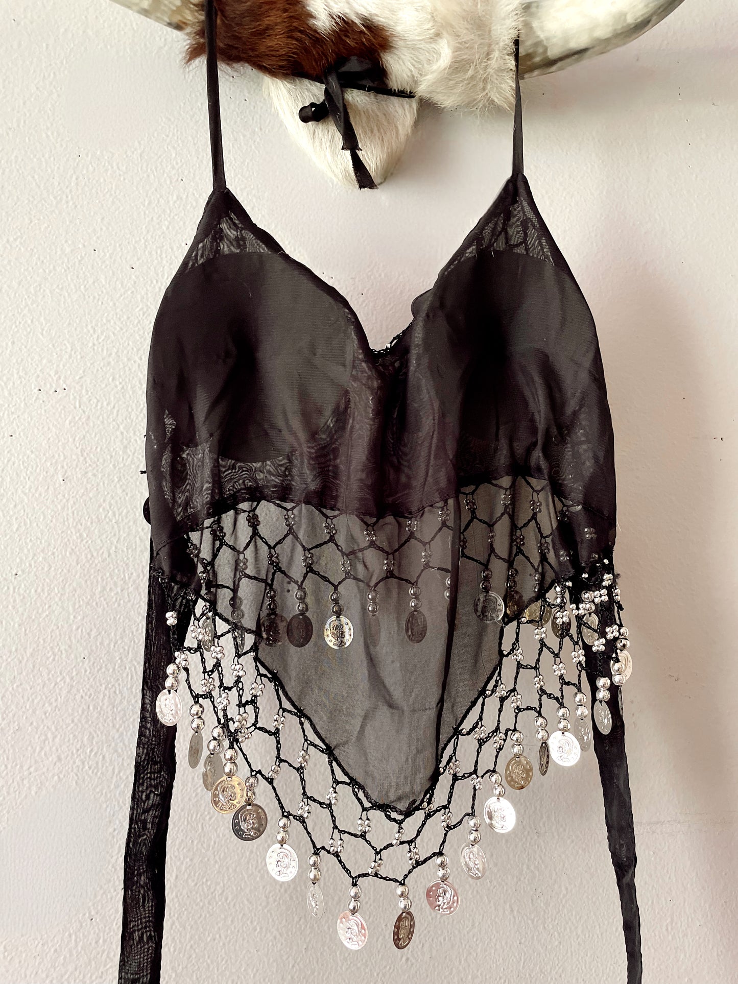 BLACK HALTER WITH COIN TRIM